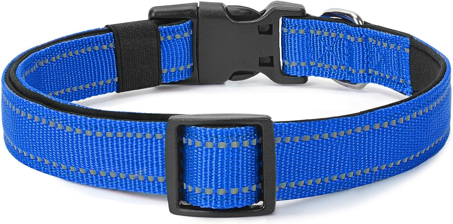 Reflective Dog Collar Padded with Soft Neoprene Breathable Quick Release Basic Dog Collars for Medium Dogs Blue Boy Girl - Happypetzone.online - Image 6