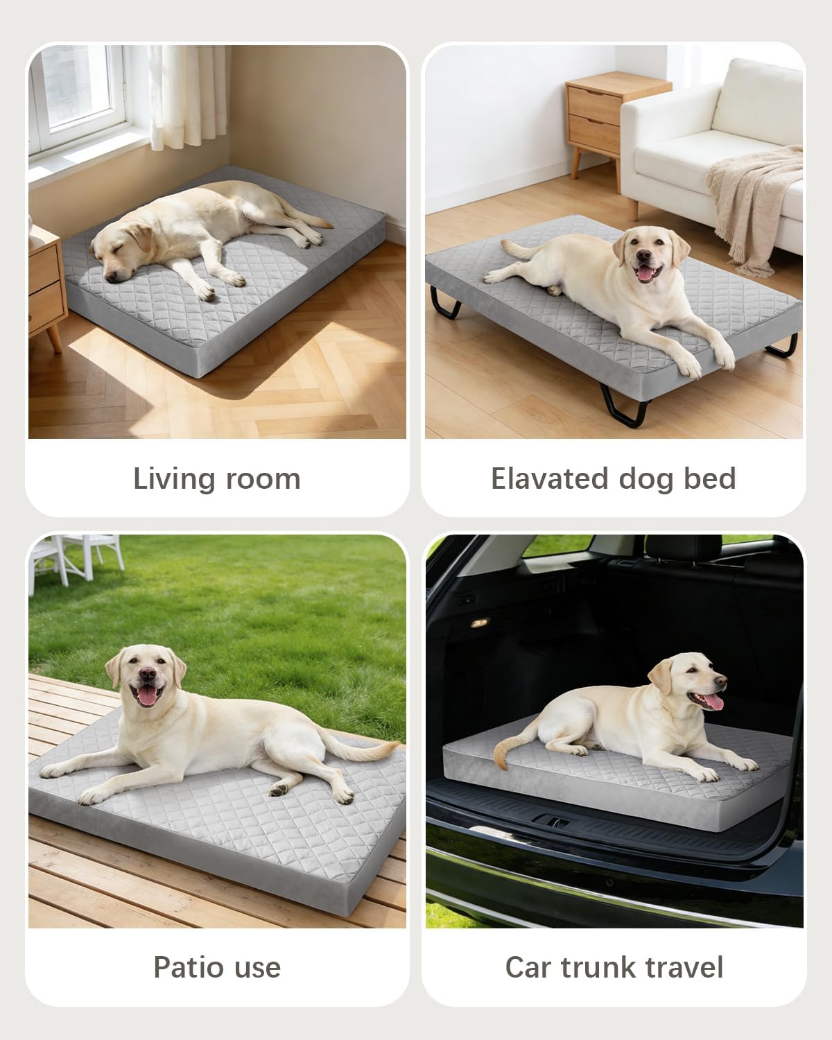 NUPIDA Orthopedic XL Dog Beds Large Sized Dog Waterproof Bed with Removable Washable Cover and Non-Slip Bottom, Quilting Pet Mattress for Crate, 41x27 Inch, Light Gray - Happypetzone.online - Image 7