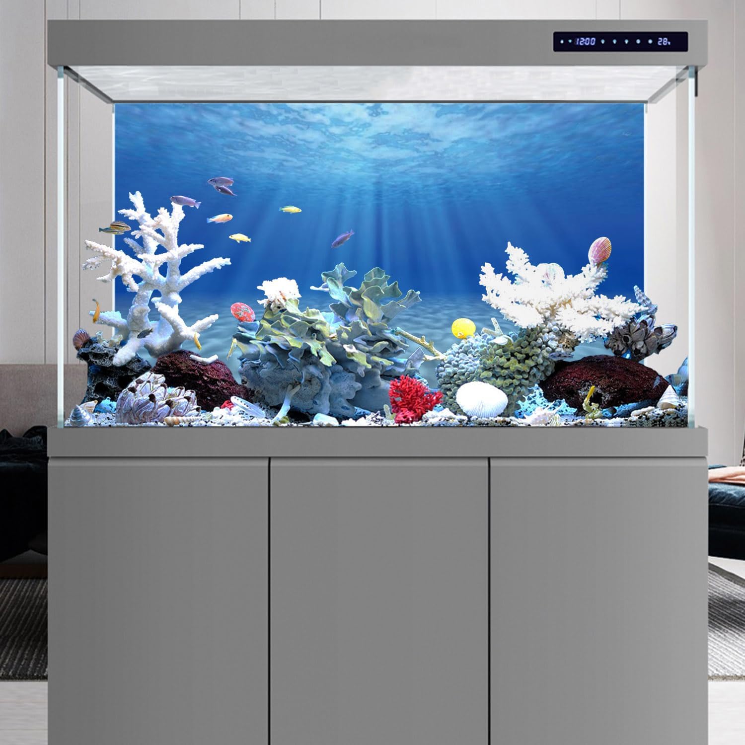 AWERT Undersea Theme Aquarium Background Sunshine Underwater World Fish Tank Background 24x12 inches - Happypetzone.online - Image 5