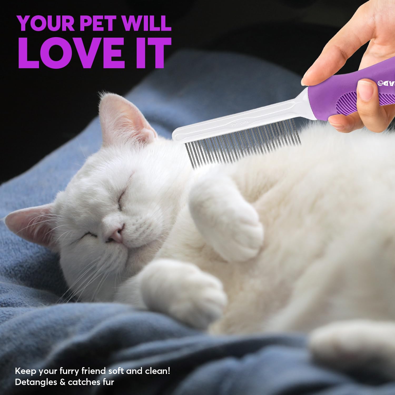 GENPEPADO Grooming Comb for Dogs and Cats with Matted Hair, Detangling Pet Comb with Long and Short Stainless Steel Metal Fine Teeth for Removing Mats, Tangles, Knots & Loose Fur from The Undercoat - Happypetzone.online - Image 7