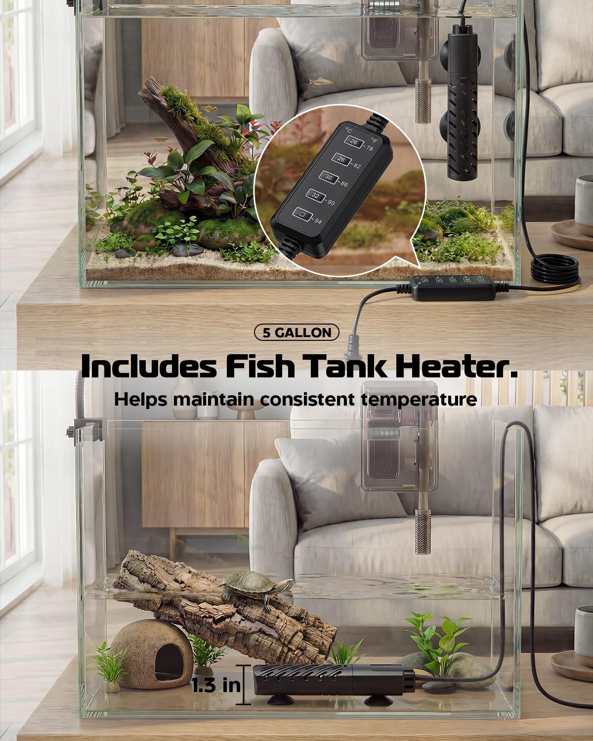 Glass Fish Tank Kit, 5 Gallon Betta Fish Tank Aquarium Starter Kit with Filter, Lights, Lid, for Betta, Goldfish, Small Fish or shrimg,Clear - Happypetzone.online - Image 5