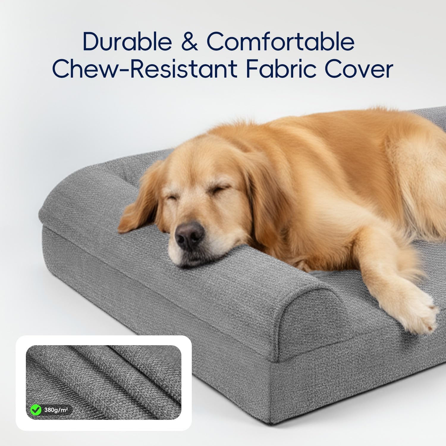 Sytopia 42 Inch Indestructible Dog Beds for Large Dogs, Big Chew Proof Orthopedic Egg Crate Foam Pet Bed with Washable Removable Cover and Anti-Slip Bottom, Grey - Happypetzone.online - Image 2