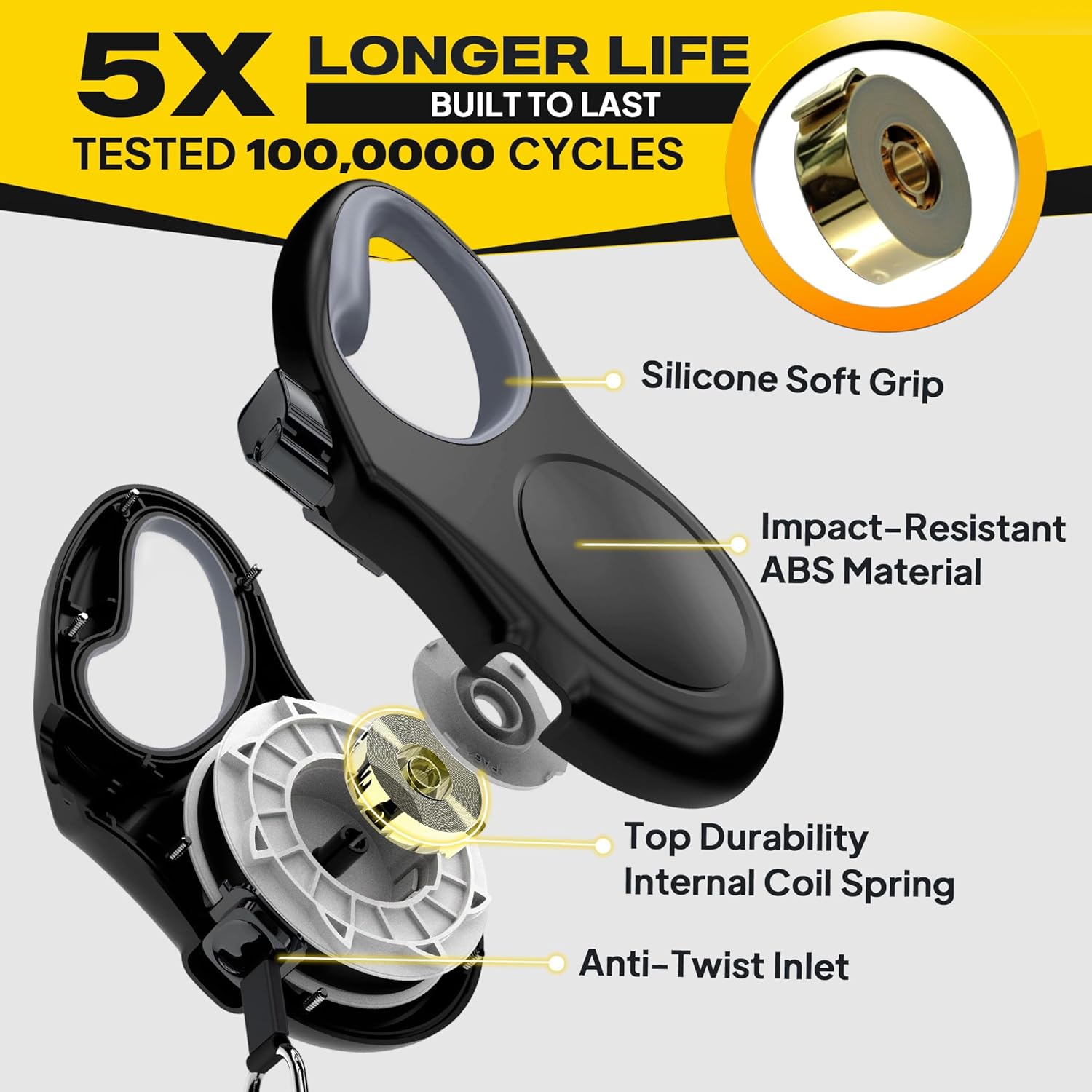 Fida Retractable Dog Leash Large Breed, Heavy Duty 16 ft Dog Walking Leash, up to 110 lbs, 360° Tangle Free, Black - Happypetzone.online - Image 4