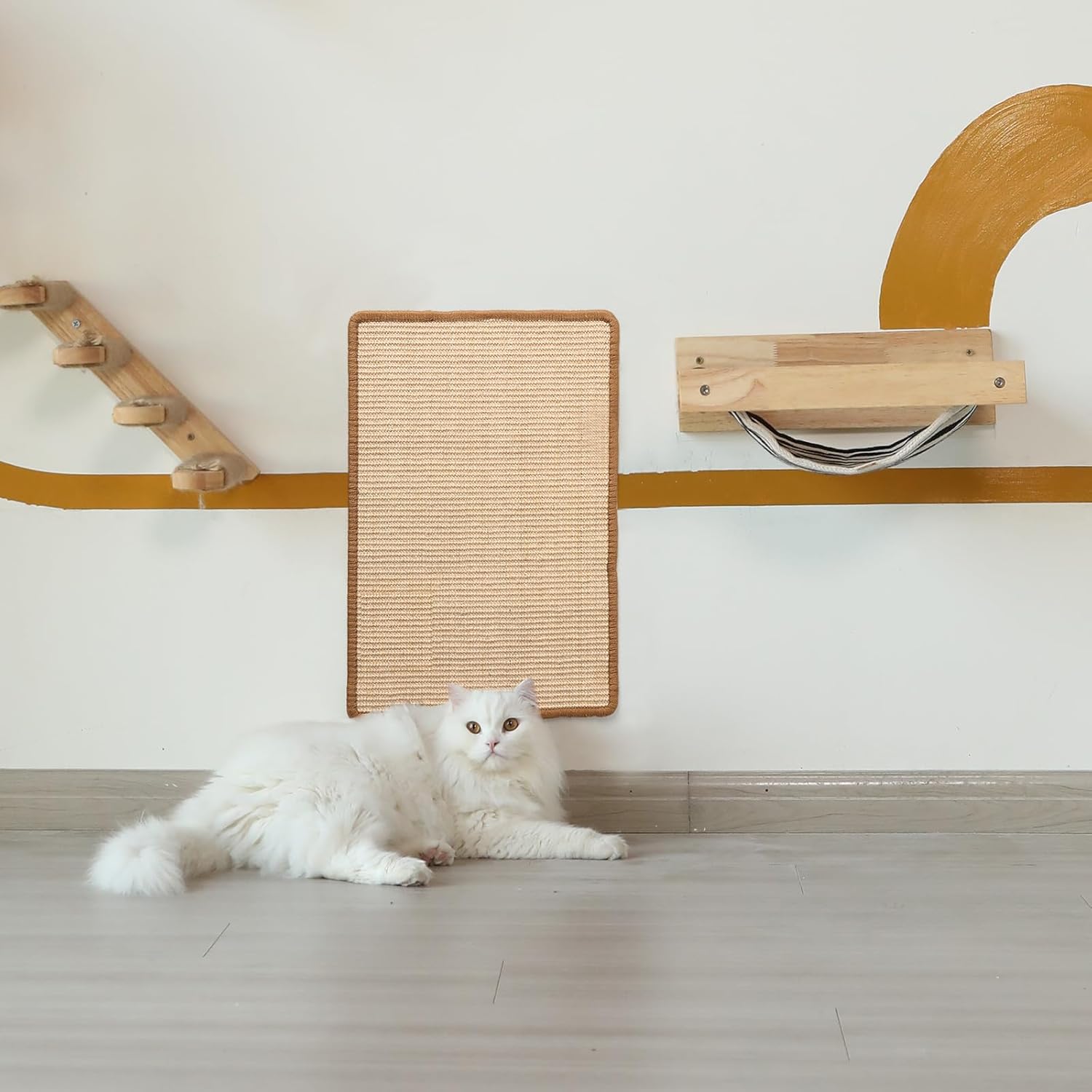FUKUMARU Cat Scratcher Mat, 23.6 X 15.7 Inch Natural Sisal Cat Scratch Mats, Horizontal Cat Floor Scratching Pad Rug with Sticky Tapes, Protect Sofa and Carpet - Happypetzone.online - Image 8