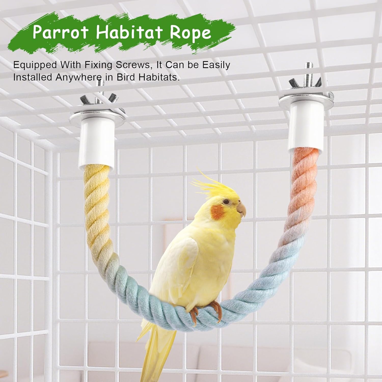 3 Pcs Bird Rope Perches Gradient Color, Bendable Parrot Bird Perch Rope Stand for Cage, Stand Climbing Stand Toy for Cockatiels, Lovebirds, Budgies, Parakeets (2 Short + 1 Long) - Happypetzone.online - Image 3