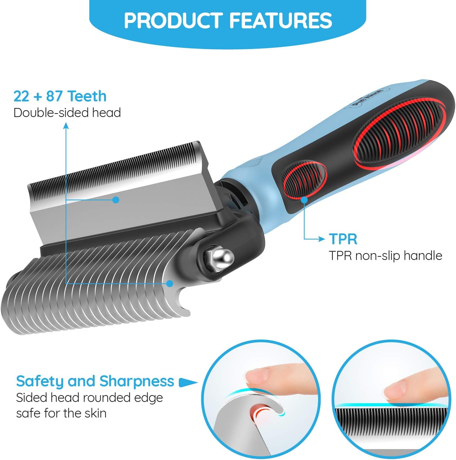 Dog Brush and Cat Brush – 2 Sided Pet Grooming Tool for Deshedding, Mats & Tangles Removing – No More Nasty Shedding and Flying Hair - Happypetzone.online - Image 2