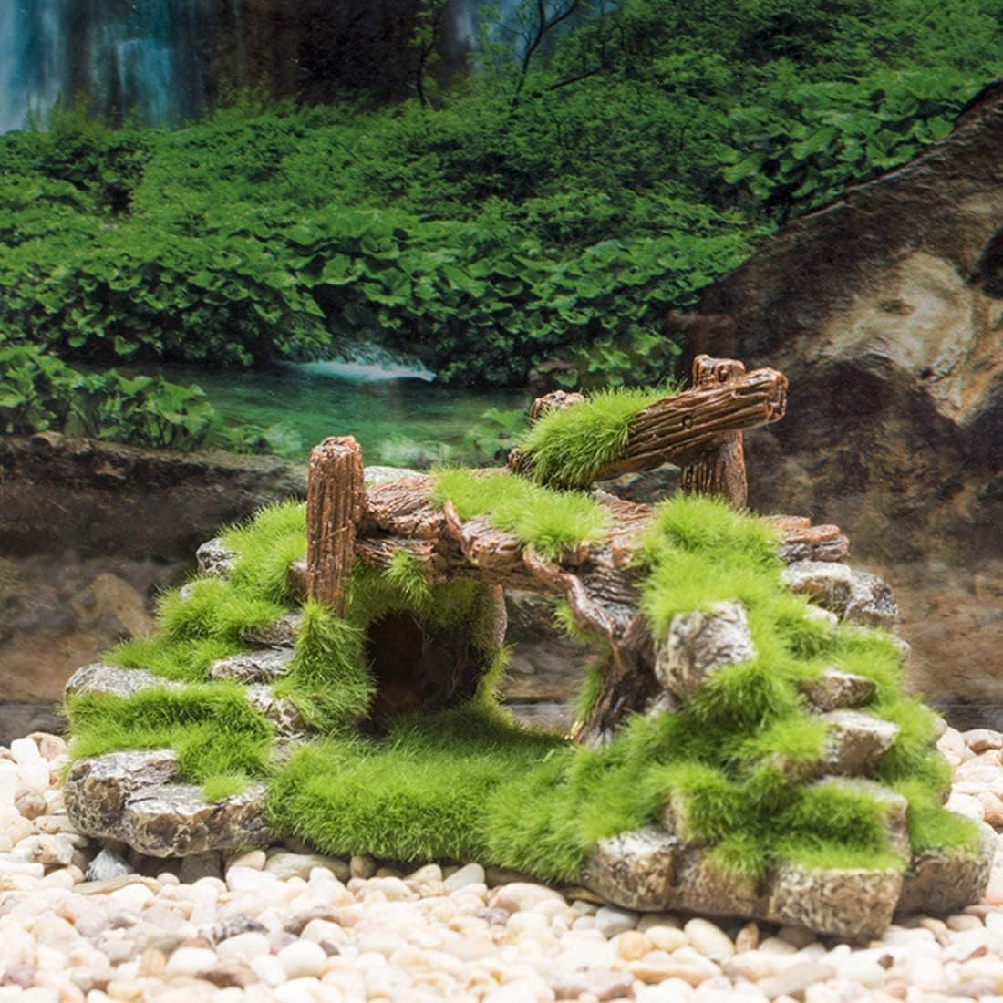 S-Lifeeling Fish Tank Decoration Moss Rockery Stone Plants Wood Ruins Landscaping Turtle Tank Decoration Fish Shrimp Shelter - Happypetzone.online - Image 3