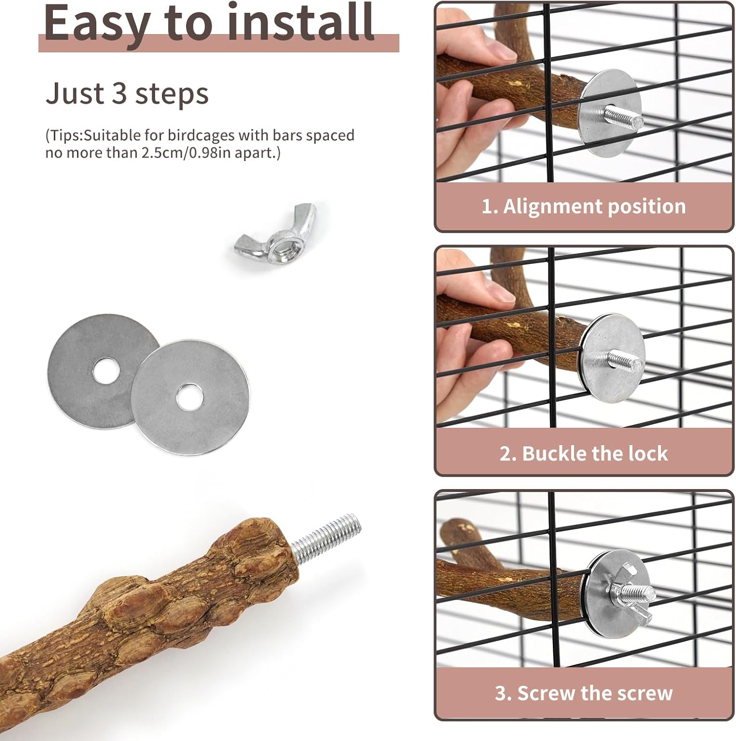 Bird Perches, 6pcs Natural Wood Birds Stand Branch, Bird Perch Chewing Stick Cage Accessories Parrot Climbing Standing Branches Paw Grinding Fork Sets for Parakeet Lovebirds Cockatiels - Happypetzone.online - Image 5