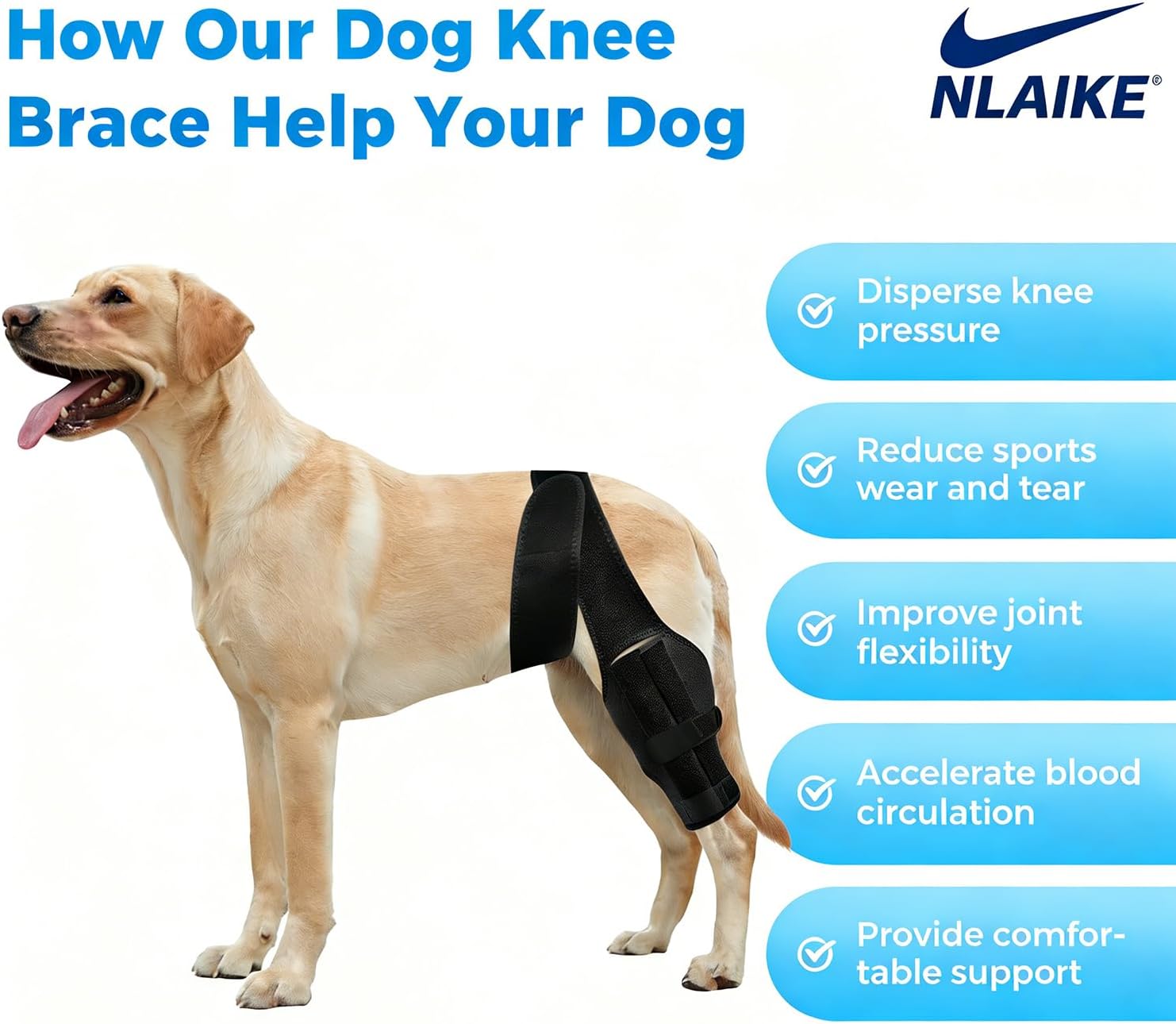 Dog Knee Brace for Torn ACL,Dog ACL Braces with Side Stabilizers,Adjustable Dogs Leg Brace Suitable for 4 Limbs,Dogs Hip Brace for Arthritis Relief, Joint Stability,Reduces Pain and Inflammation - Happypetzone.online - Image 4