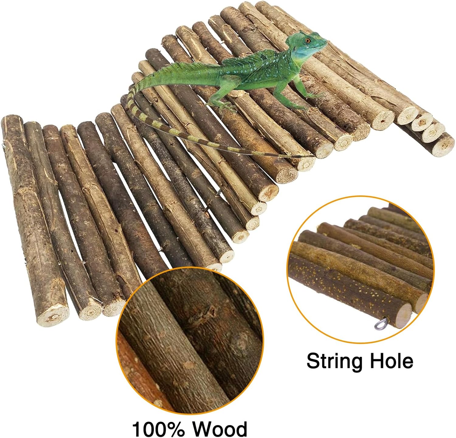 Hamiledyi Extra Large Wooden Reptile Hideout Bearded Dragon Bendy Bridge Climbing Ladder Hiding Hut Reptiles Hide Cave Habitat Decor for Lizards Gecko Spiders Snakes Tortoise(XL:20" x 11.8") - Happypetzone.online - Image 4