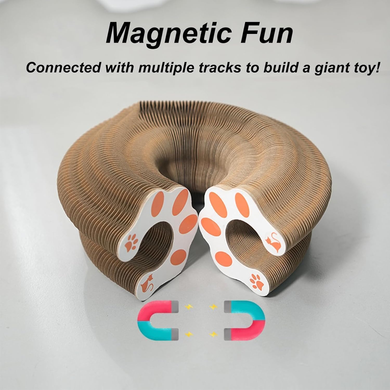 Kitty Curls Cat Toy,Magic Organ Cat Toy,Cardboard Cat Scratcher,Foldable Recyclable Cat Accordion Toy for Indoor Cat Playing,Interactive Scratch Pad with Toy Ball(1pc) - Happypetzone.online - Image 4