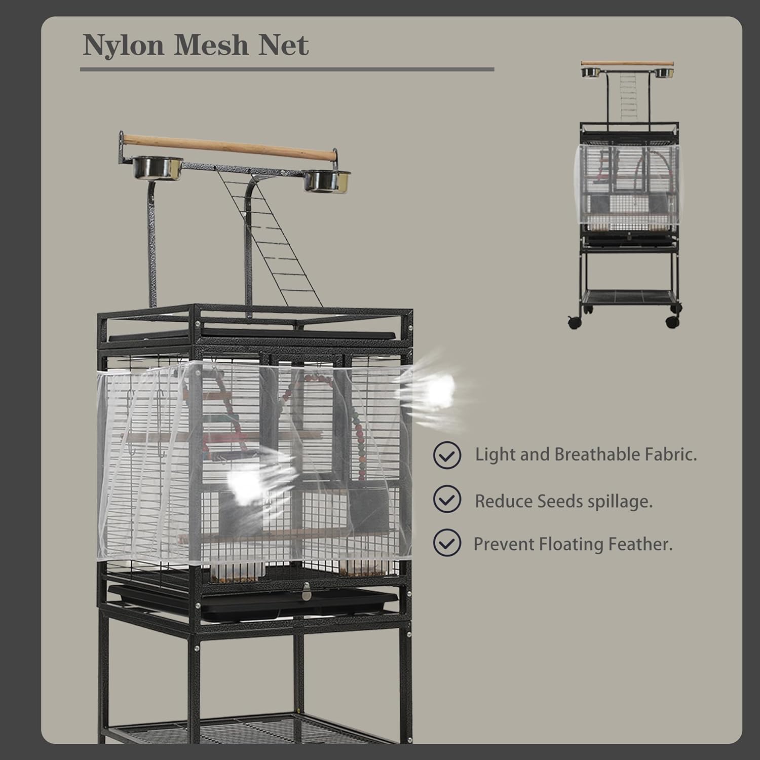 51" Small Bird Cage with Stand,Parakeet Cage, Parrot cage with Parakeet Toys, Bird Cage Accessories for Lovebirds Cockatiel Conure Finch Canary Budgie - Happypetzone.online - Image 4