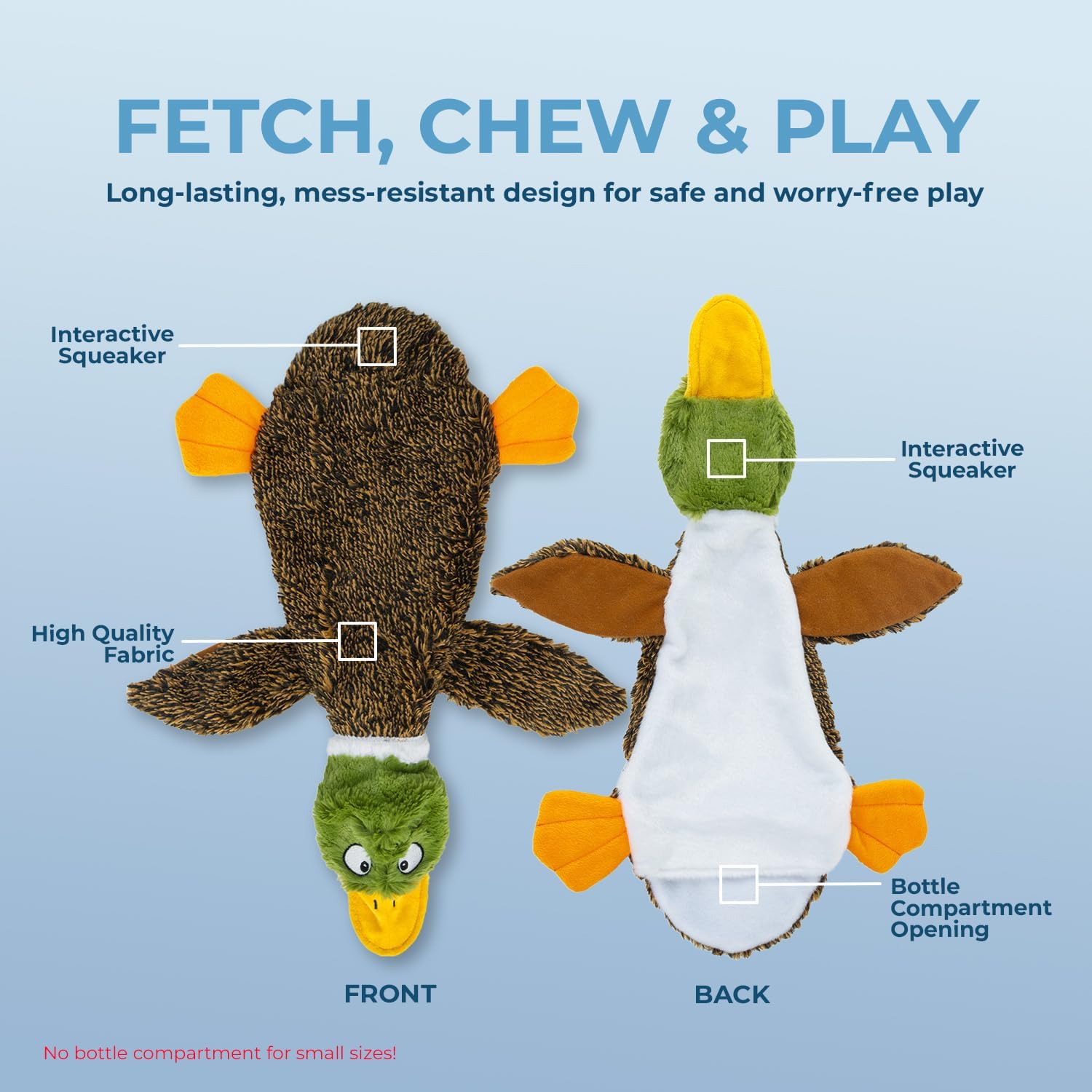 Best Pet Supplies Squeaky Dog Toys with Soft Durable Fabric for Small, Medium and Large Pets Interactive Toy for Indoor Play, Supports Active Biting and Play - 1Wild Duck, Small - Happypetzone.online - Image 3