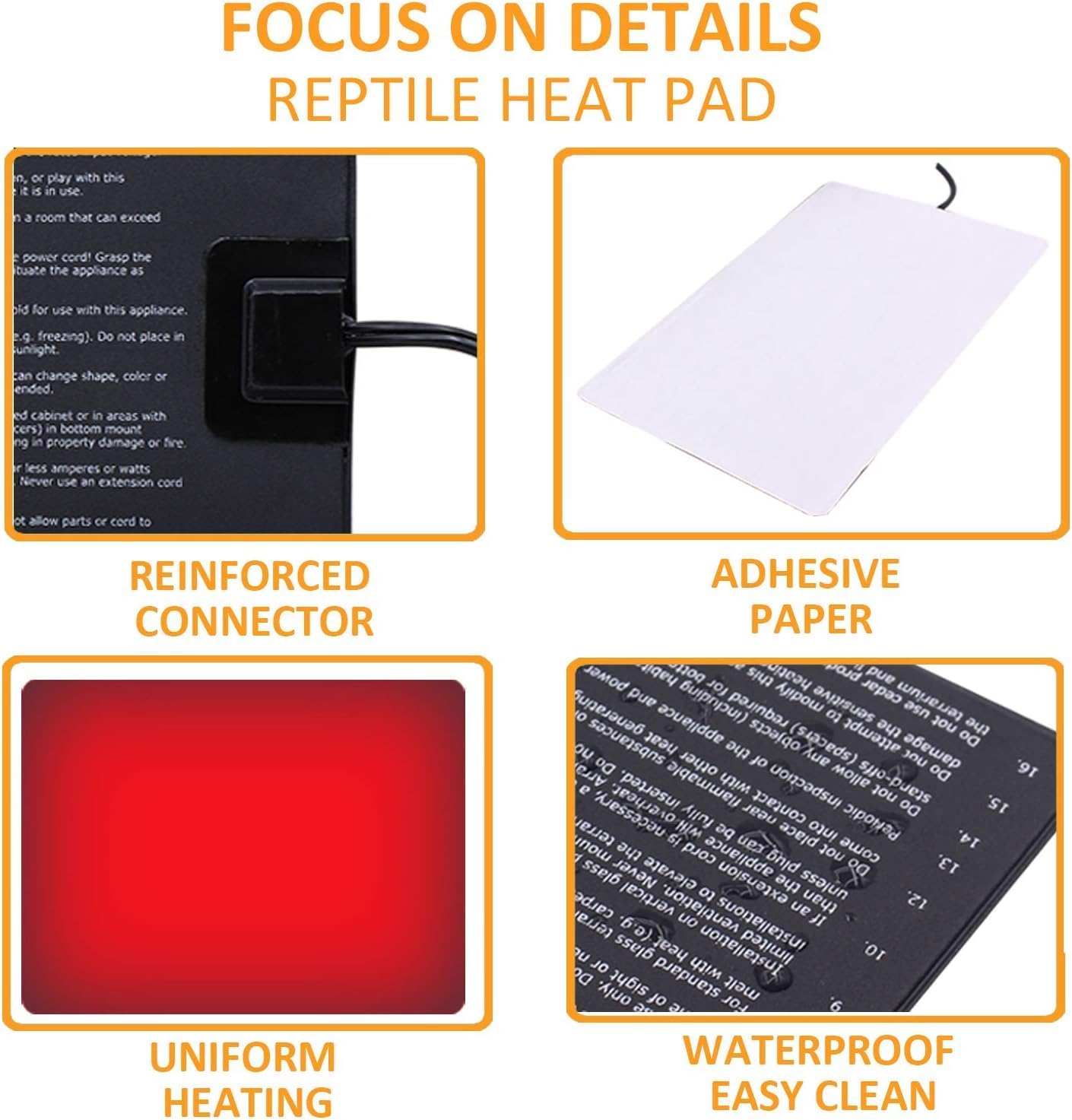 Aiicioo Under Tank Heater Thermostat - Reptile Heating Pad with Temperature Control Reptile Heat Mat for Combo Set for Hermit Crab Lizard Terrarium 16W - Happypetzone.online - Image 3