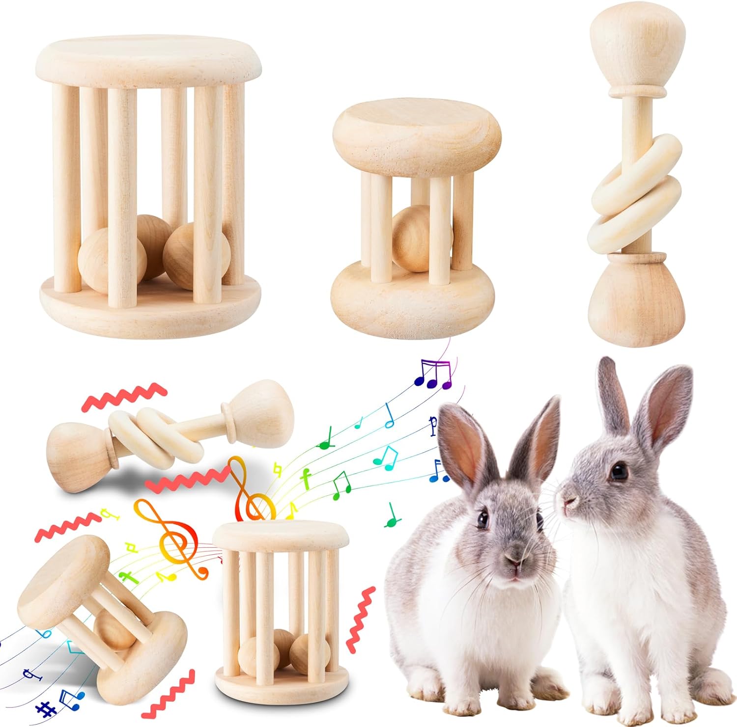 rabbit toys natural wood