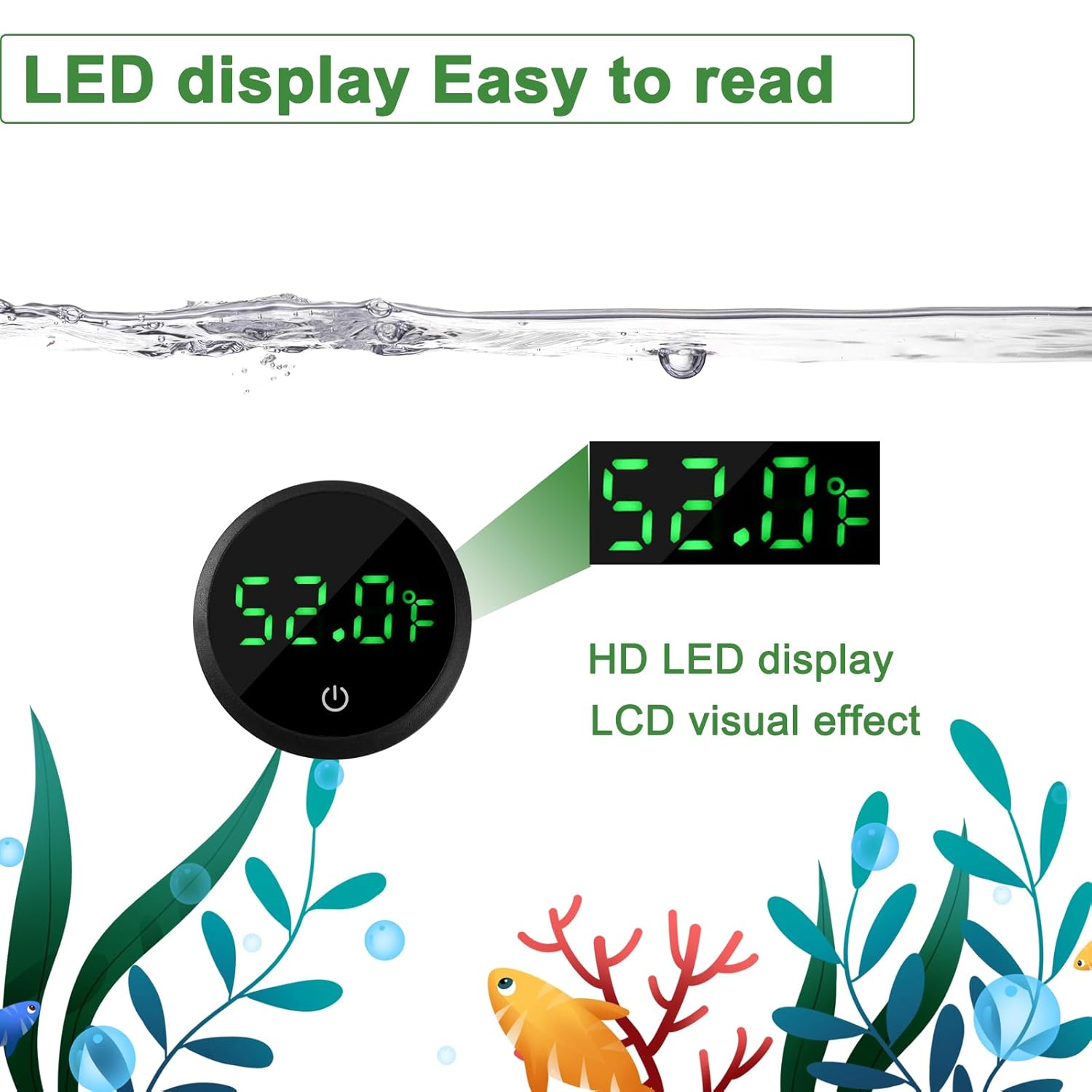 Aquarium Thermometer Digital Fish Tank Thermometer Led Display Fish Tank Temperature Gauge Accurate Thermometer to ±1℉ for Betta Axolotl Turtle Tank (with Spare Battery) - Happypetzone.online - Image 3