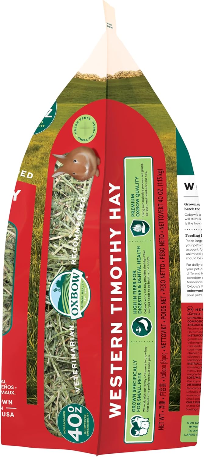 Oxbow Western Timothy Hay for Small Pets – All-Natural Grass Hay for Rabbits, Guinea Pigs, and Chinchillas – High Fiber for Digestive Health and Dental Support – 40 oz Bag - Happypetzone.online - Image 15