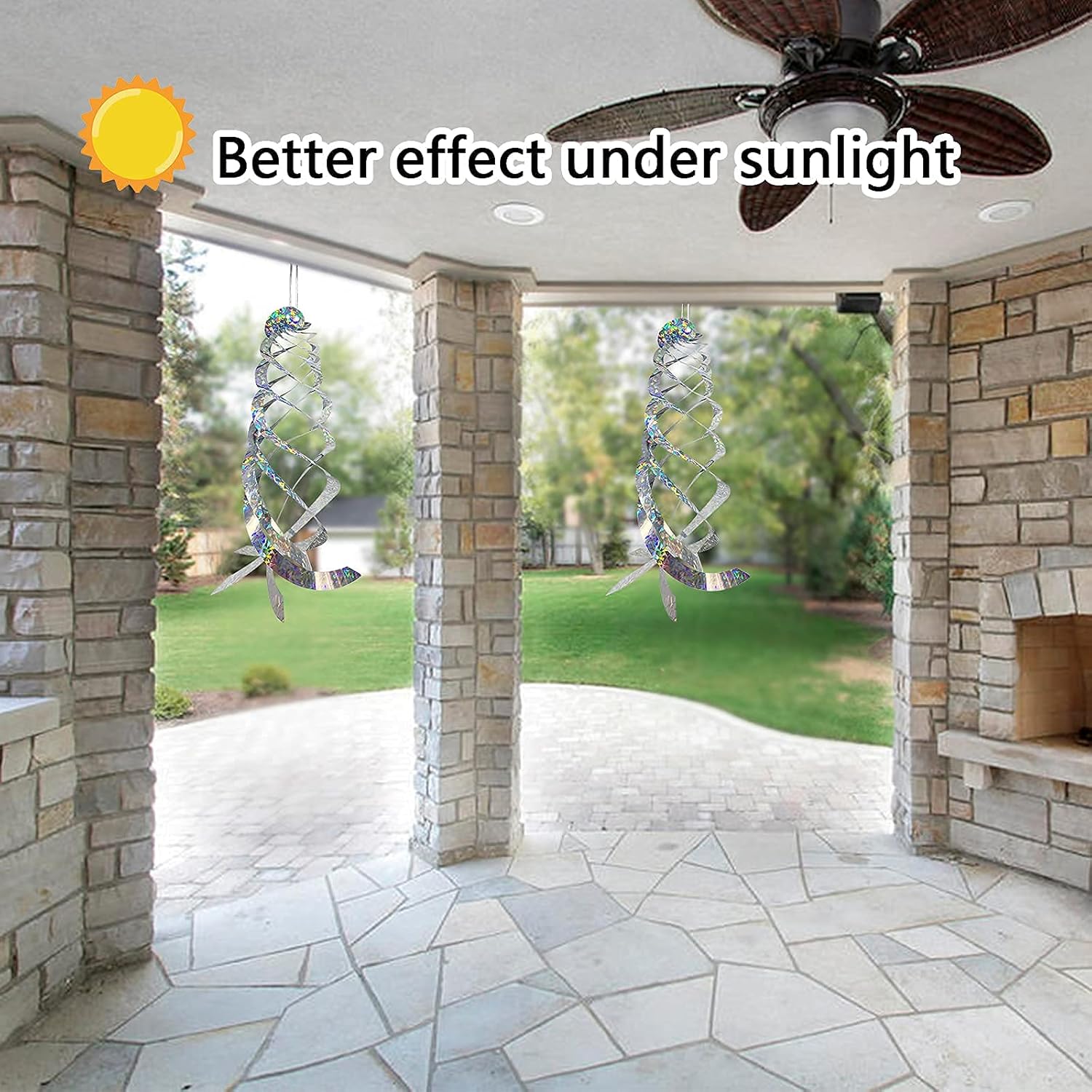 Sfcddtlg 4Pcs Bird Repellent Spiral Reflectors-15.8 Inch Hanging Reflective Bird Deterrent Device for Drive Birds Woodpeckers Pigeons Geese Away from The House Garden Swimming Pool - Happypetzone.online - Image 6