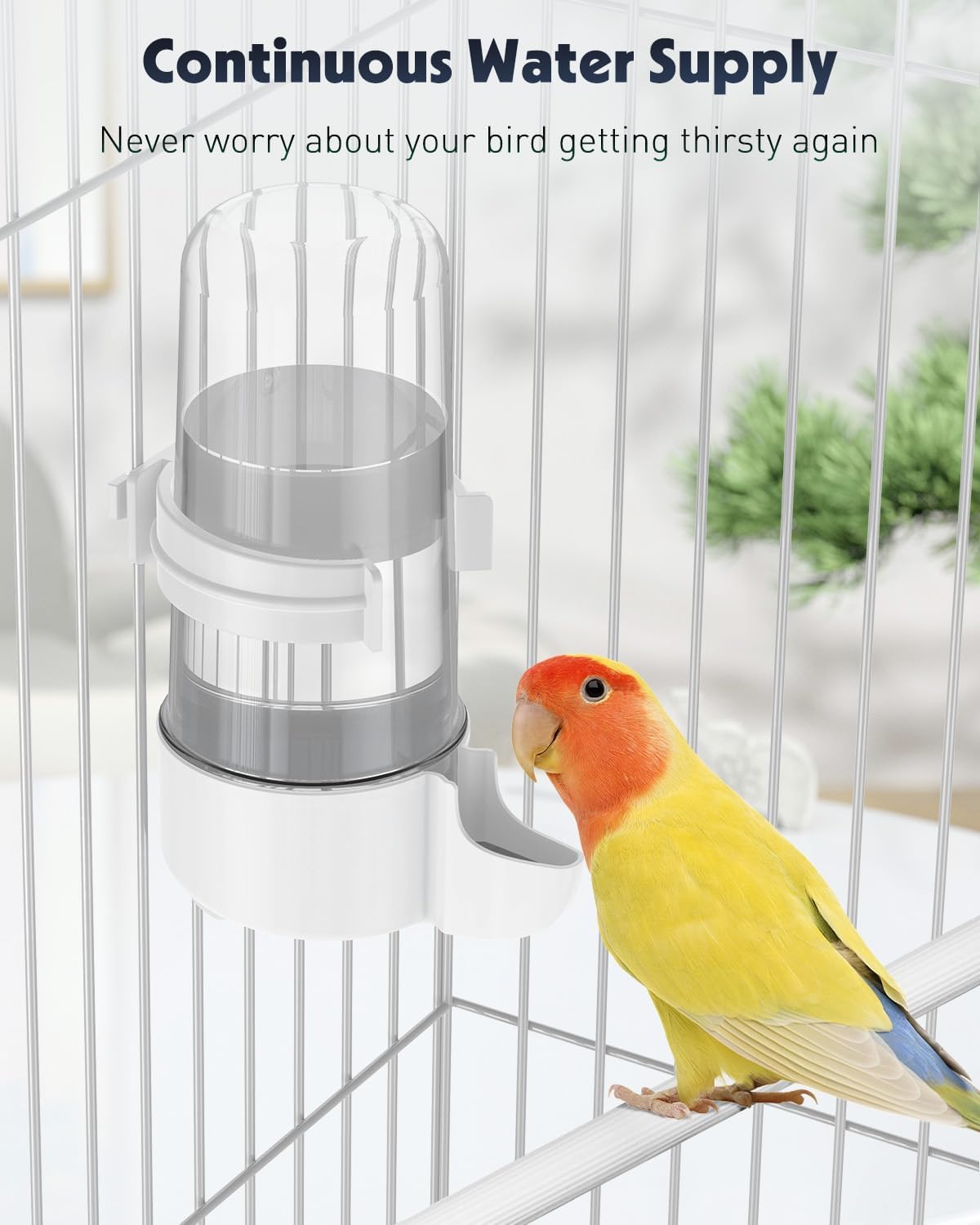 Pawfly Auto Bird Waterer, 2-Pack Cage Dispenser Feeder for Parrots, Hamsters - Small Bird Accessories for Cockatiel, Budgie, Lovebirds (White/Blue) - Happypetzone.online - Image 4