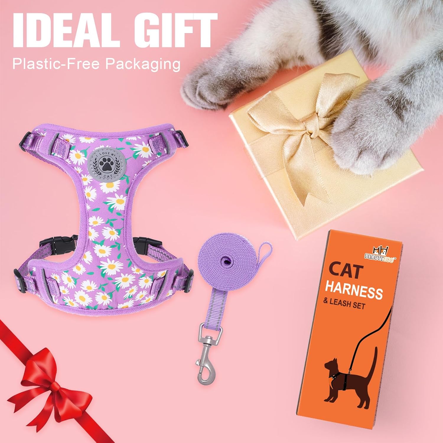 BEAUTYZOO Cat Harness and Leash Set for Walking Escape Proof, Neck Release Adjustable Harness for Kitten Puppy Small Medium Large Cats, Soft Cute Easy Control Small Cat Harness for Cats Boy and Girls - Happypetzone.online - Image 7