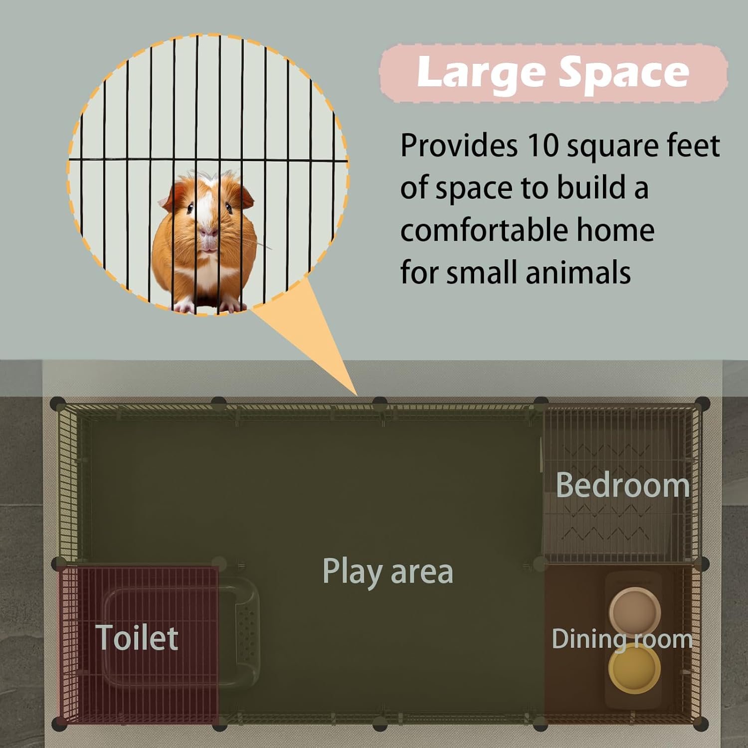 Xymoso DIY Guinea Pig Cages with Waterproof Canvas Bottom,16 Panels Small Animal Cage Pet Playpen with Door for Bunny Turtle Hedgehog,Indoor Metal Wire Yard Fence Outdoor - Happypetzone.online - Image 4