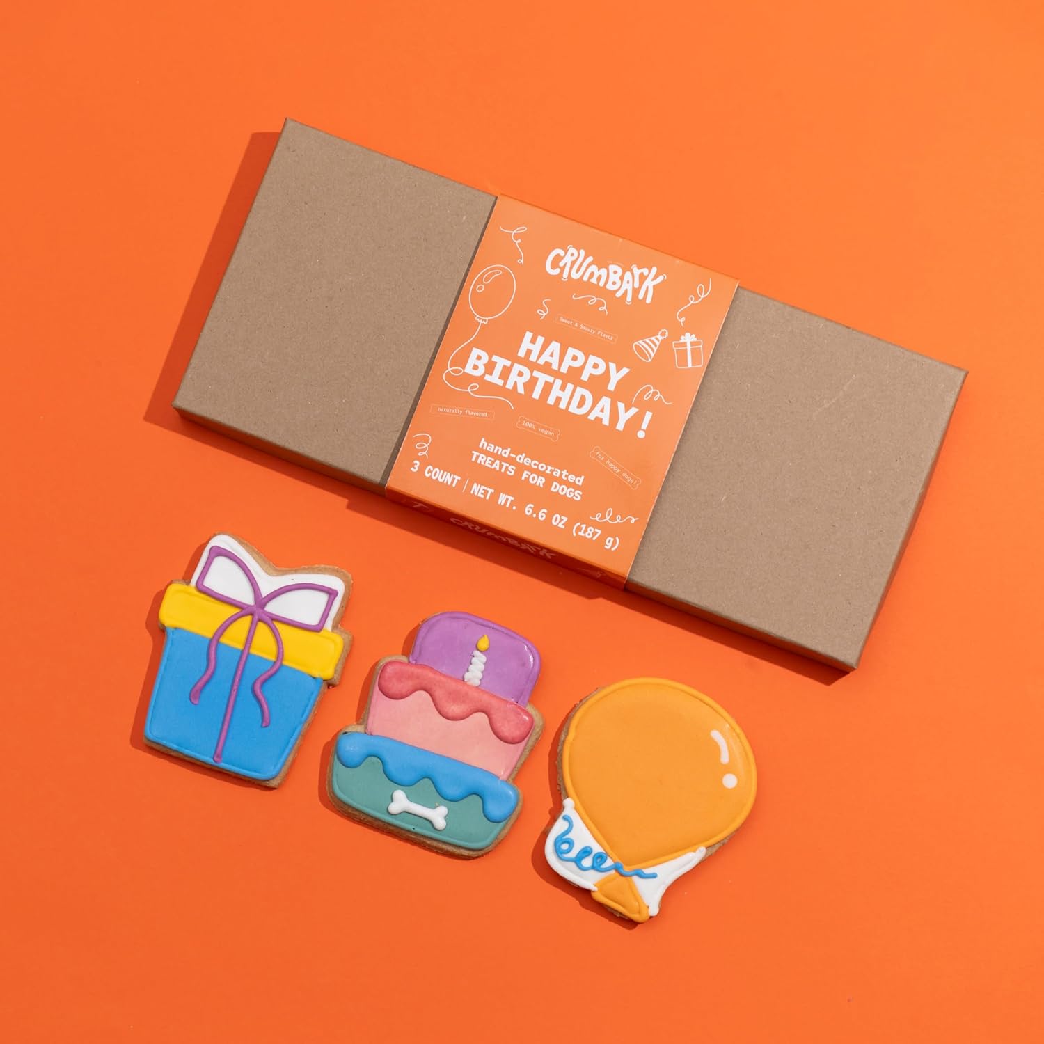 Dog Birthday Treats | Hand-Decorated Treats – 3 Pack in Gift Box | Extra Large Treat 62g Cookie, Vegan Dog Birthday Cake - Happypetzone.online - Image 3