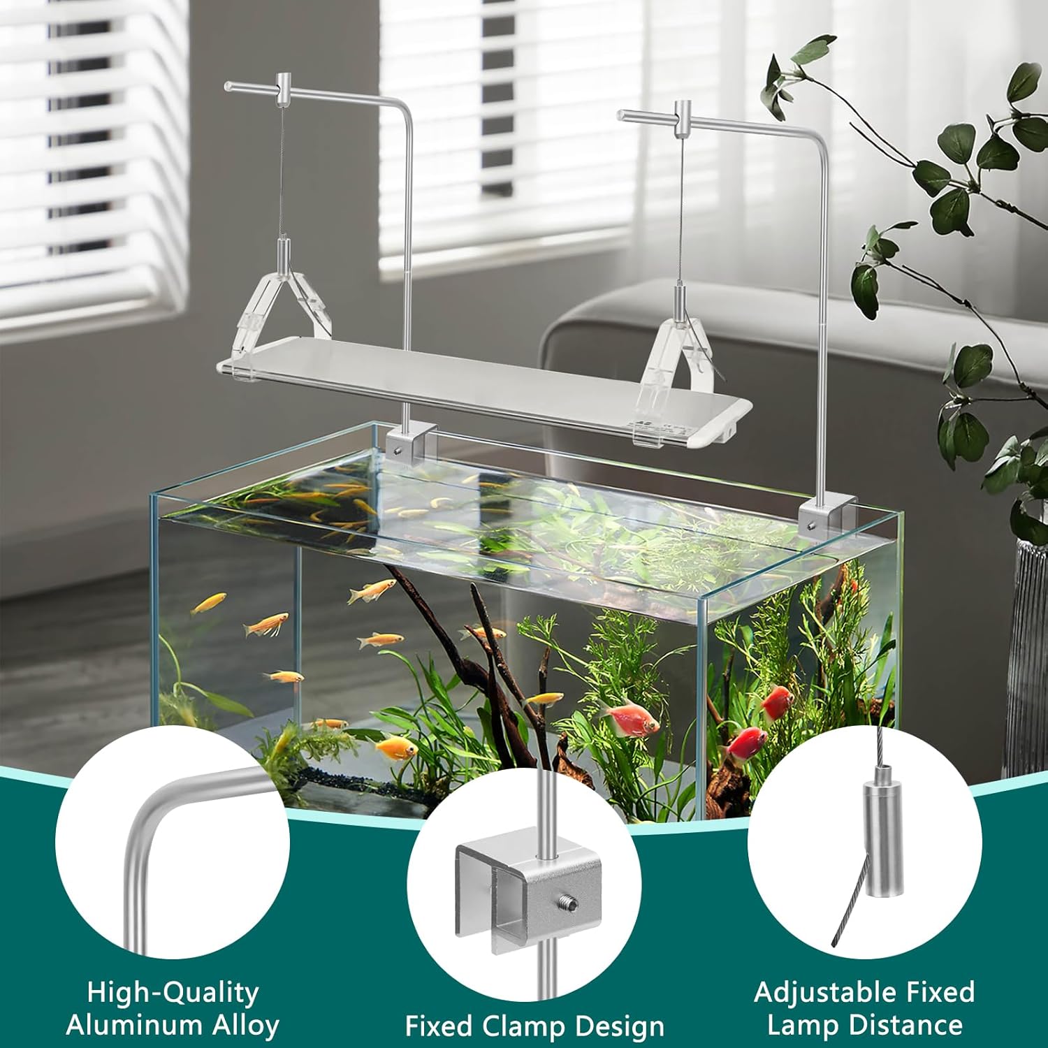2Pcs Aquarium Light Rack, Adjustable Aquarium High Brightness Light Hanging Holder Kit for Freshwater & Saltwater Fish Tanks - Happypetzone.online - Image 3