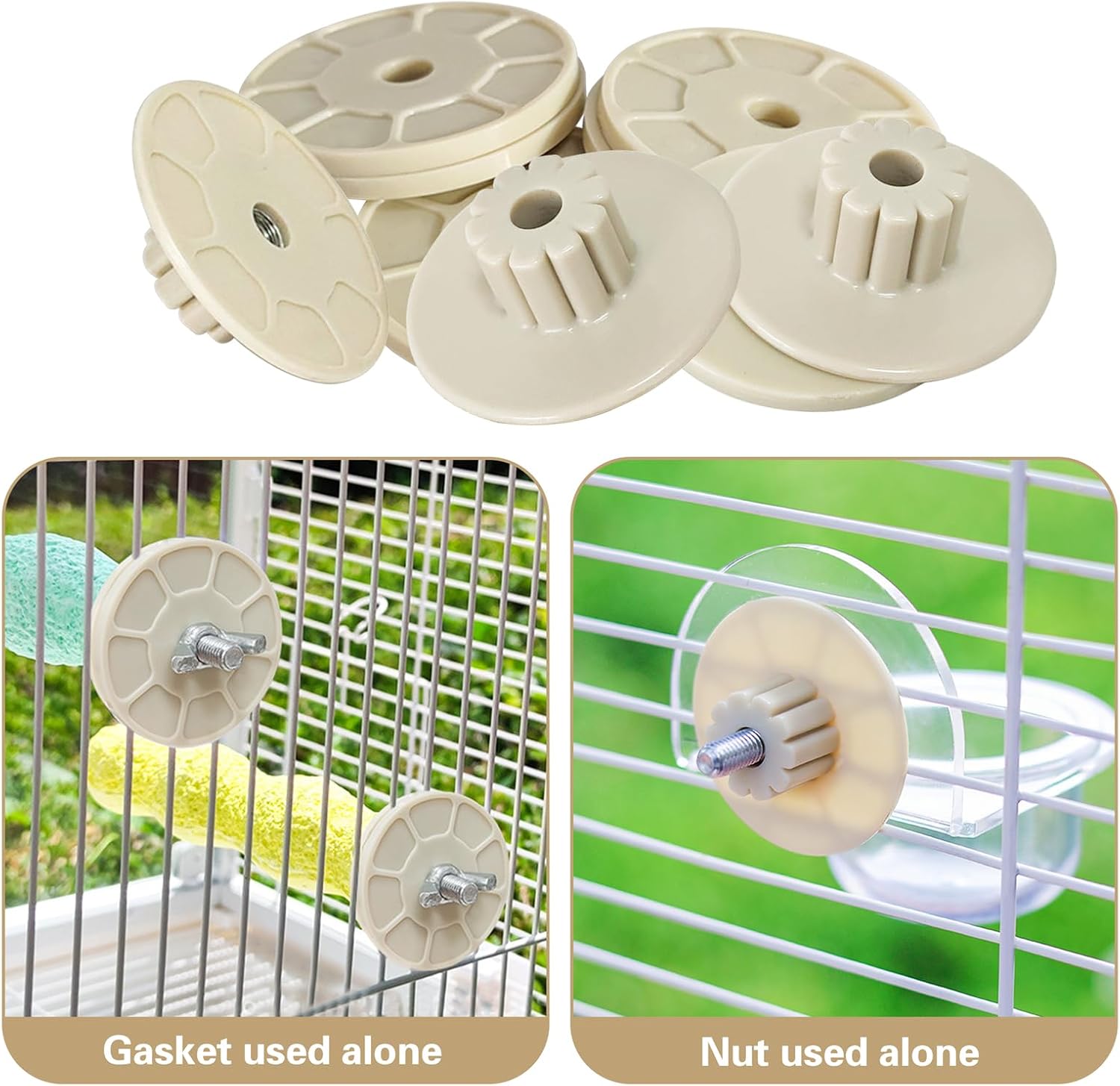 6 Sets Bird Cage Perch Mounting Kit, Plastic Parrot Perch Mount Washer Kit Bird Cage Accessories for DIY Parrot Stand Platform, Paw Grinding Stick, Food Bowl, Breeding Box, Small Animal Playground - Happypetzone.online - Image 3