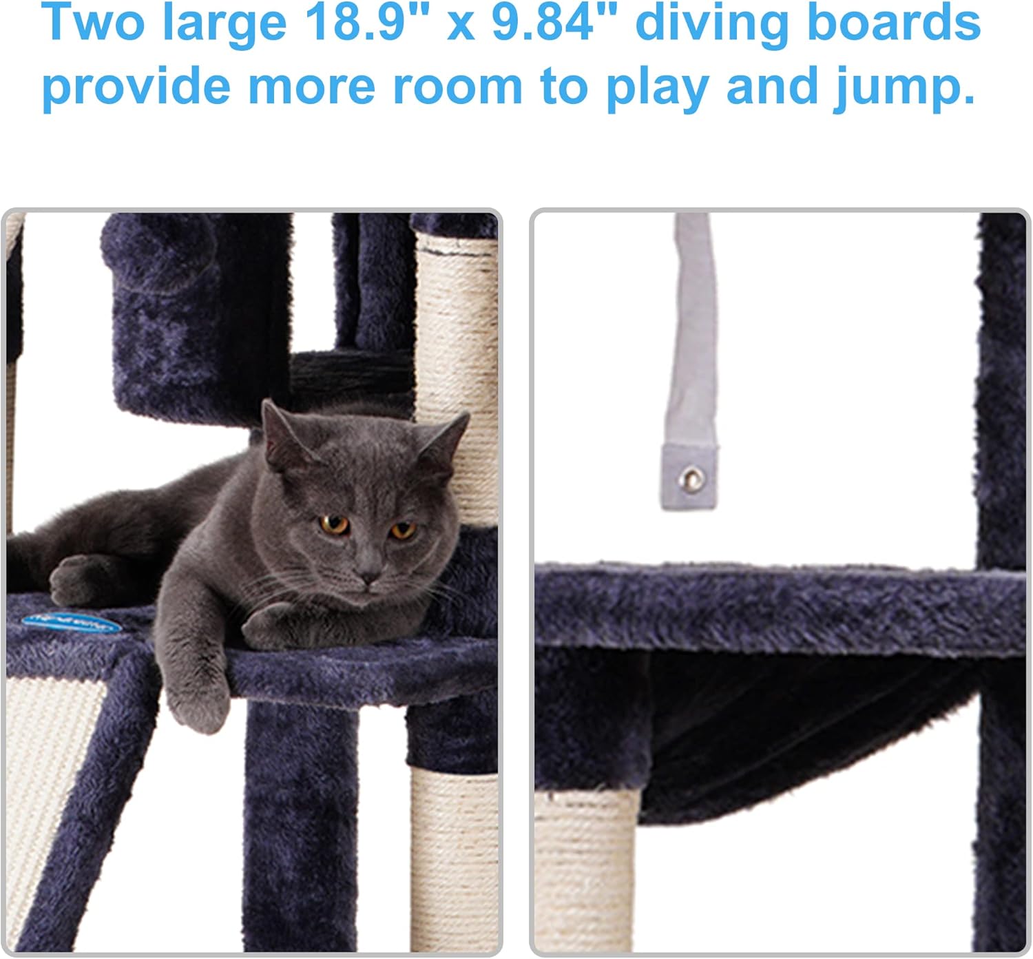 Hey-brother Cat Tree, 71 inches XL Large Cat Tower for Indoor Cats, Multi-Level Cat House with 3 Padded Perches, Big Scratcher, Cozy Basket, 2 Cat Condos and Scratching Posts, Smoky Gray MPJ034G - Happypetzone.online - Image 5