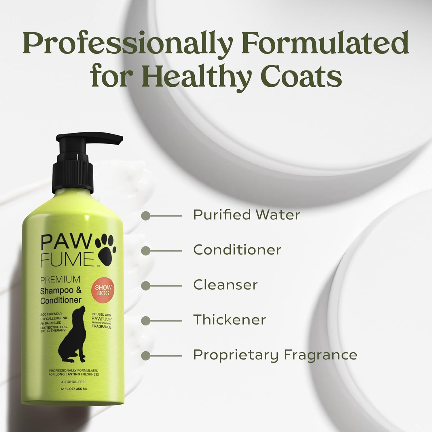 PAWFUME Deshedding Dog Shampoo and Conditioner, Show Dog, 1-Pack – Nourish & Detangle for Silky Soft Coat – Probiotic, Deep-Cleaning, pH-Balanced Formula – Salon-Quality Shampoo for Dogs - Happypetzone.online - Image 6