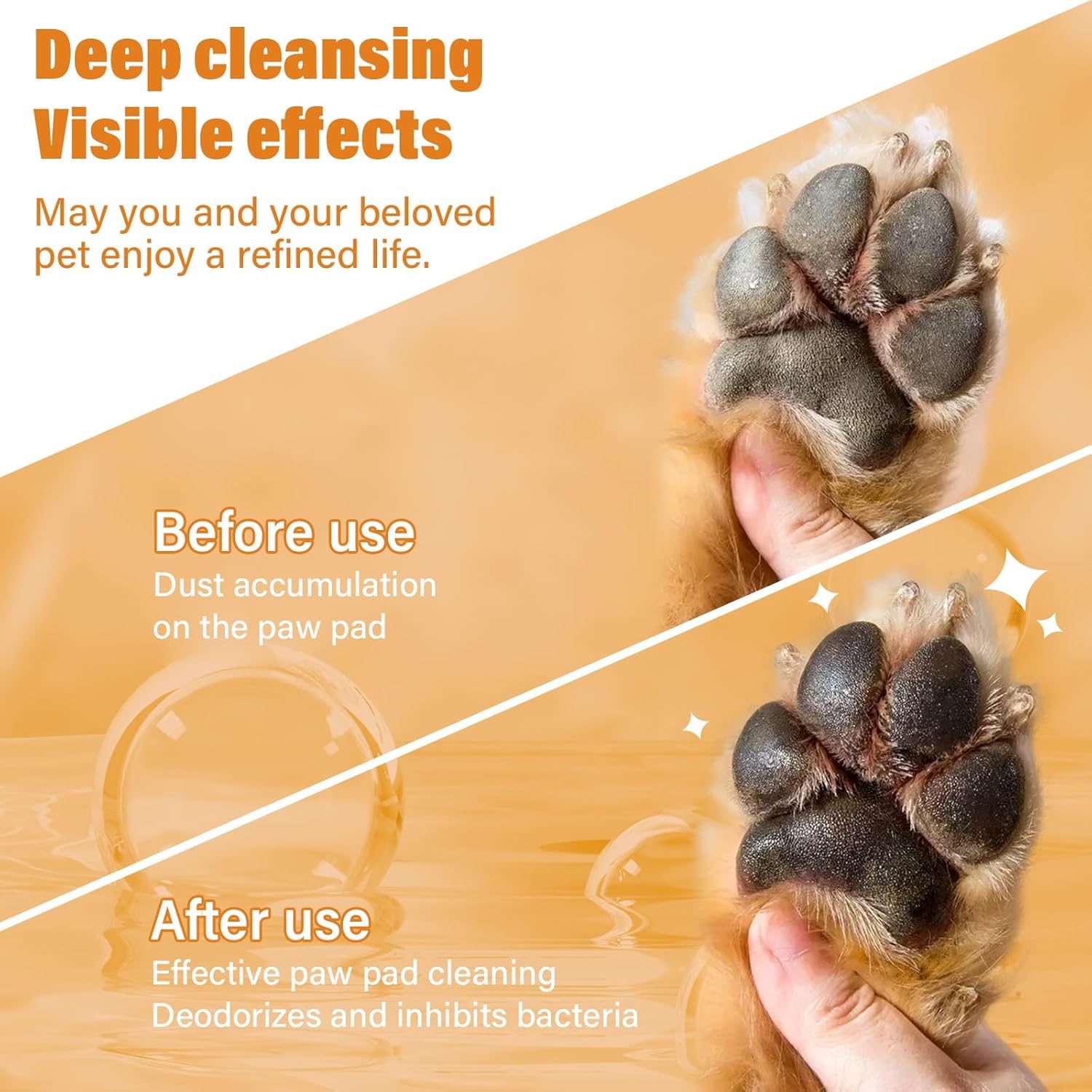 Paw Cleaner for Dogs and Cats,Magic Foam - Clean Paws No-Rinse Foaming Cleanser-Dry Shampoo, Foot Cleaner Brush - with Rose Extract, Odor Control Wash - Good for Puppy - Happypetzone.online - Image 4