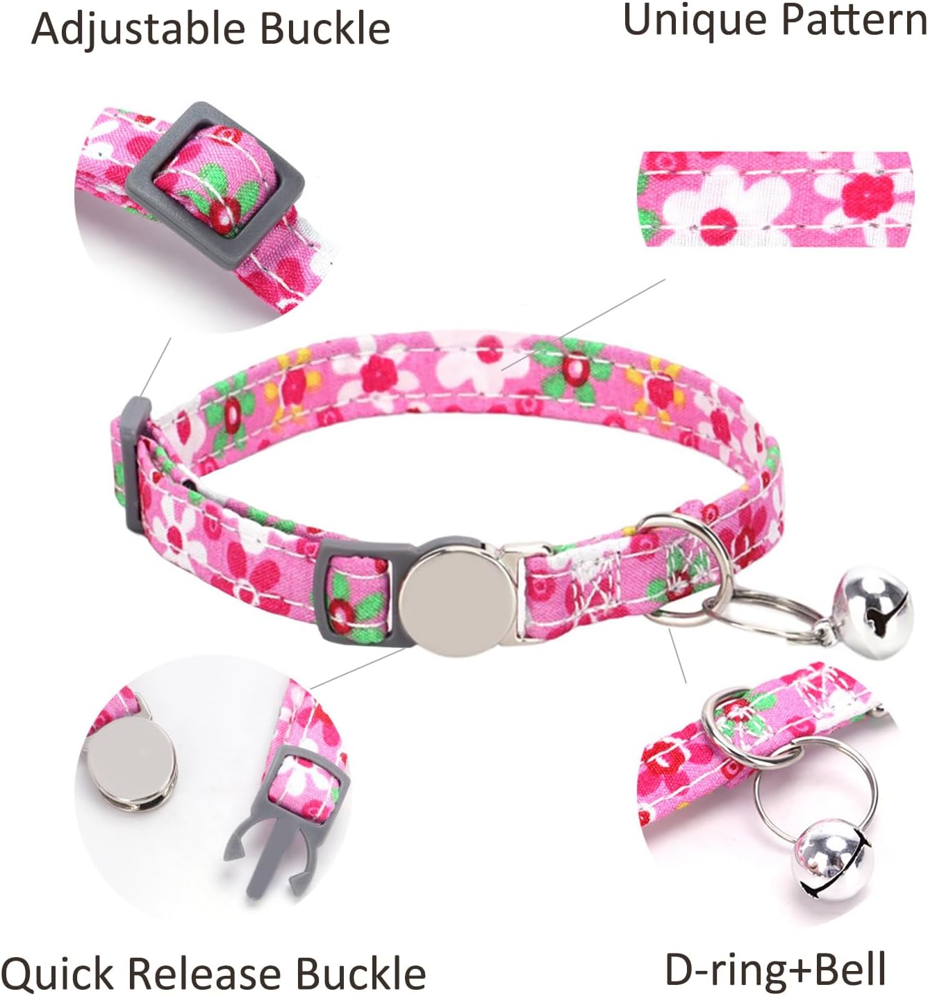 Custom Engraved Cat Collar with Name & Phone Number,Personalized Adjustable Buckle&Bell ID Tag Collar for Kittens&Cats - Happypetzone.online - Image 4