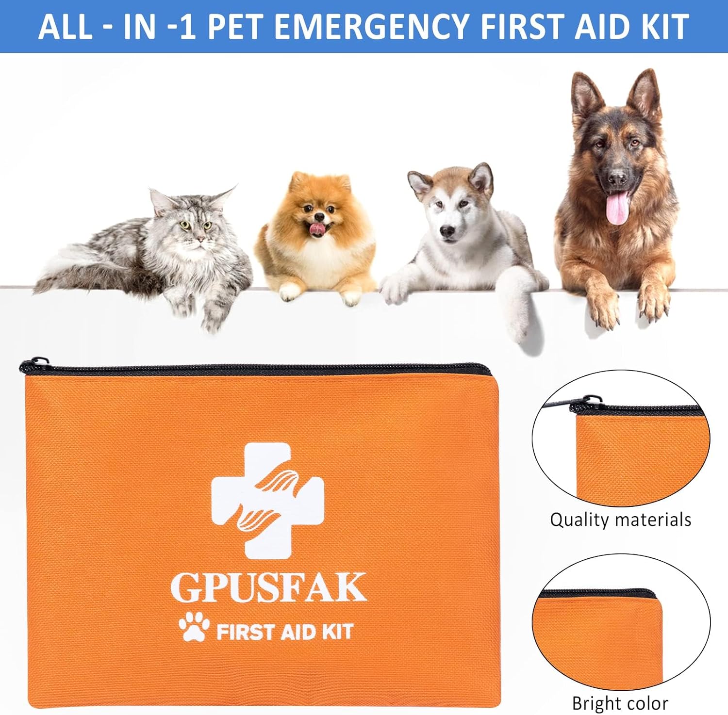 Pet First Aid Kit for Dogs & Cats - Dog First Aid Kit Pet Emergency Kit with First Aid Supplies for Home Camping Hiking Traveling - Happypetzone.online - Image 6
