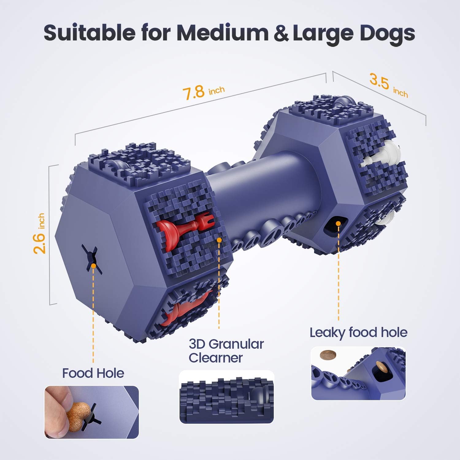 Dog Training Toys for Aggressive Chewers ,Pet Heavyweight for Medium Large Breeds,Food Grade Non-Toxic Dental Pet Toy(Dumbbell Dog Toys, 7.8IN XLarge) - Happypetzone.online - Image 6