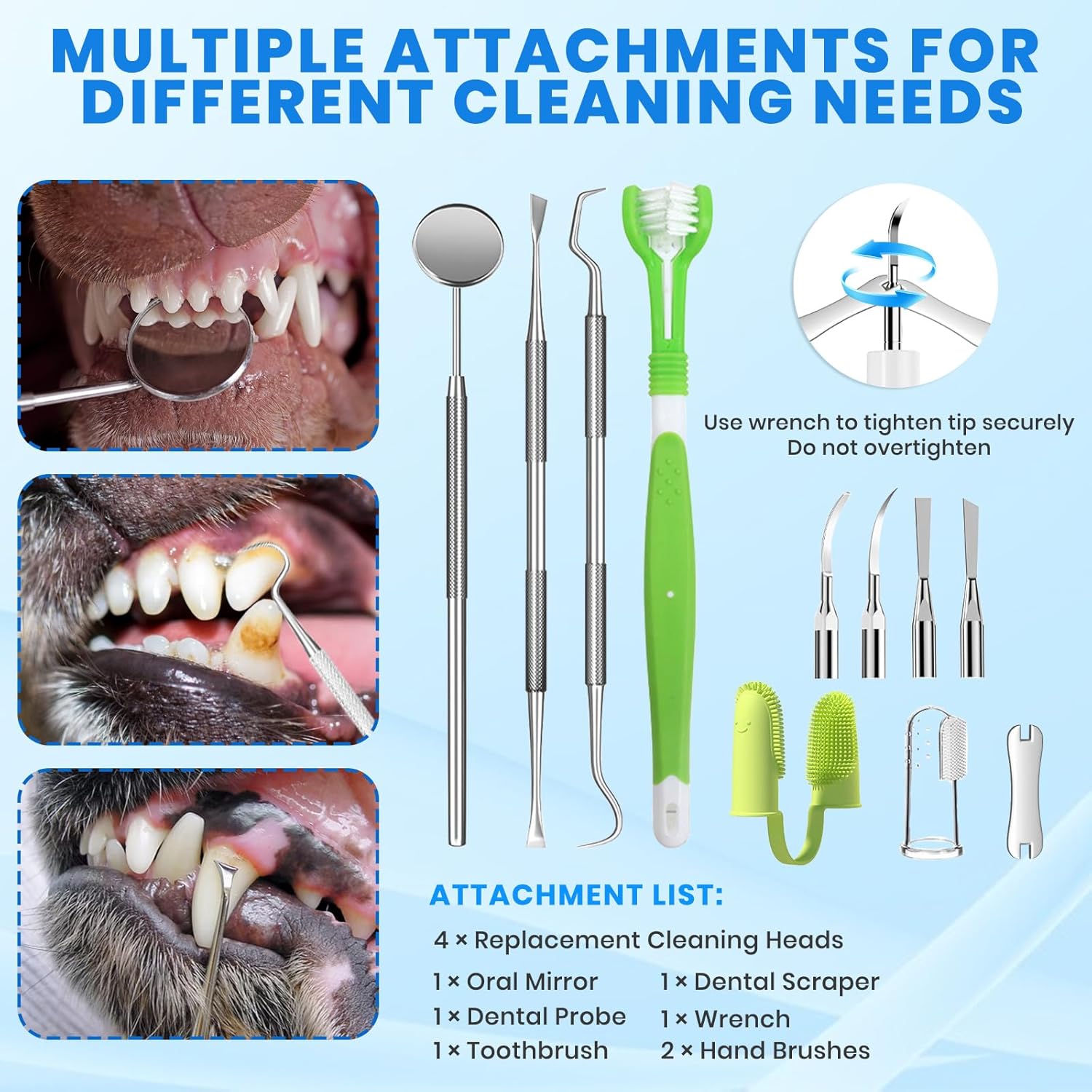Dog Plaque Remover for Teeth,Pet Tooth Cleaner with LED Light,Cleaning Kit for Tartar and Stains,5 Adjustable Modes,Pet Teeth Cleaning kit,Suitable for Dogs and Cats (White) - Happypetzone.online - Image 7