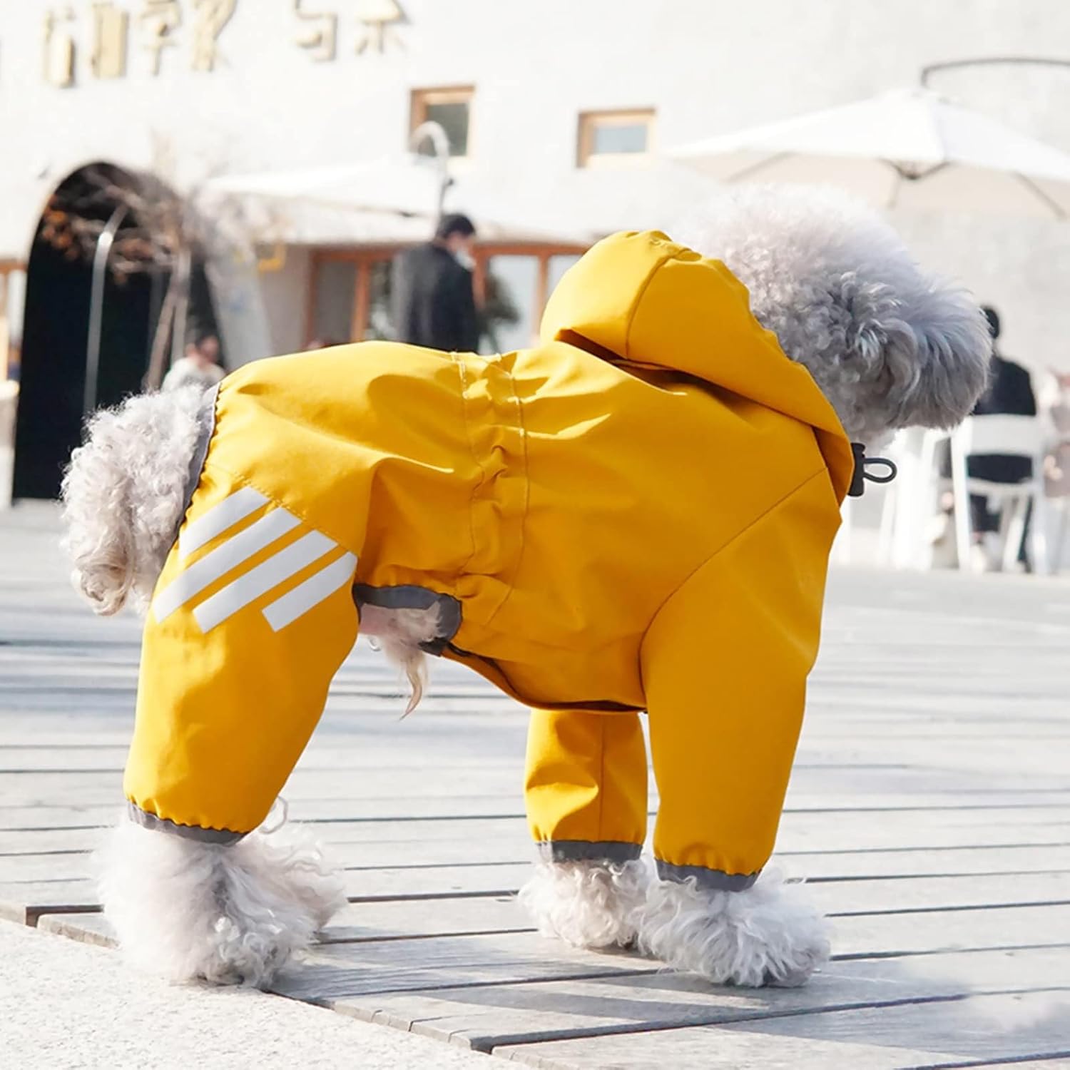 Dog Raincoat, Waterproof Dog Rain Jacket with Hood, Rain Coat with Leash Hole, Reflective Strap for Small Medium Dogs, Outdoor Adventures/Walking Lightweight Puppy (Yellow,M) - Happypetzone.online - Image 7
