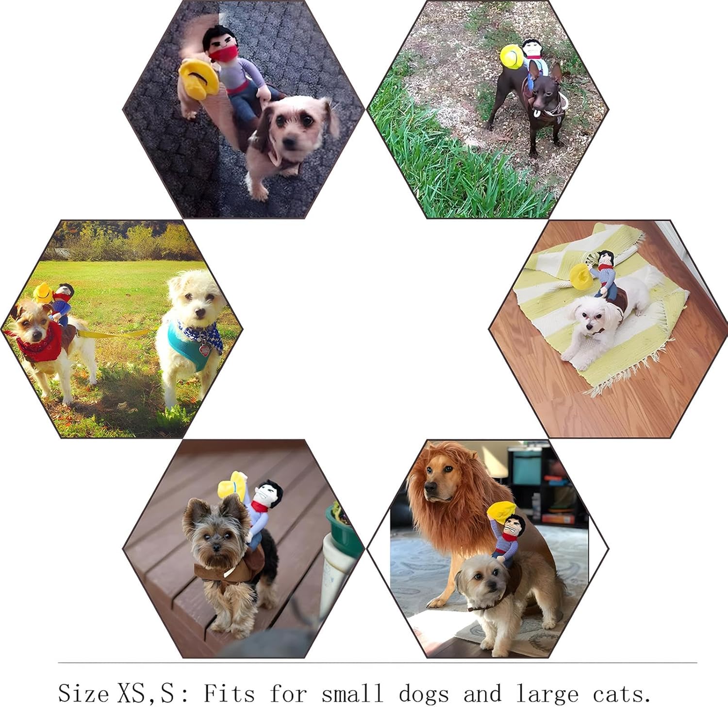 NACOCO Cowboy Rider Dog Costume for Dogs Clothes Knight Style with Doll and Hat for Halloween Day Pet Costume (S) - Happypetzone.online - Image 3