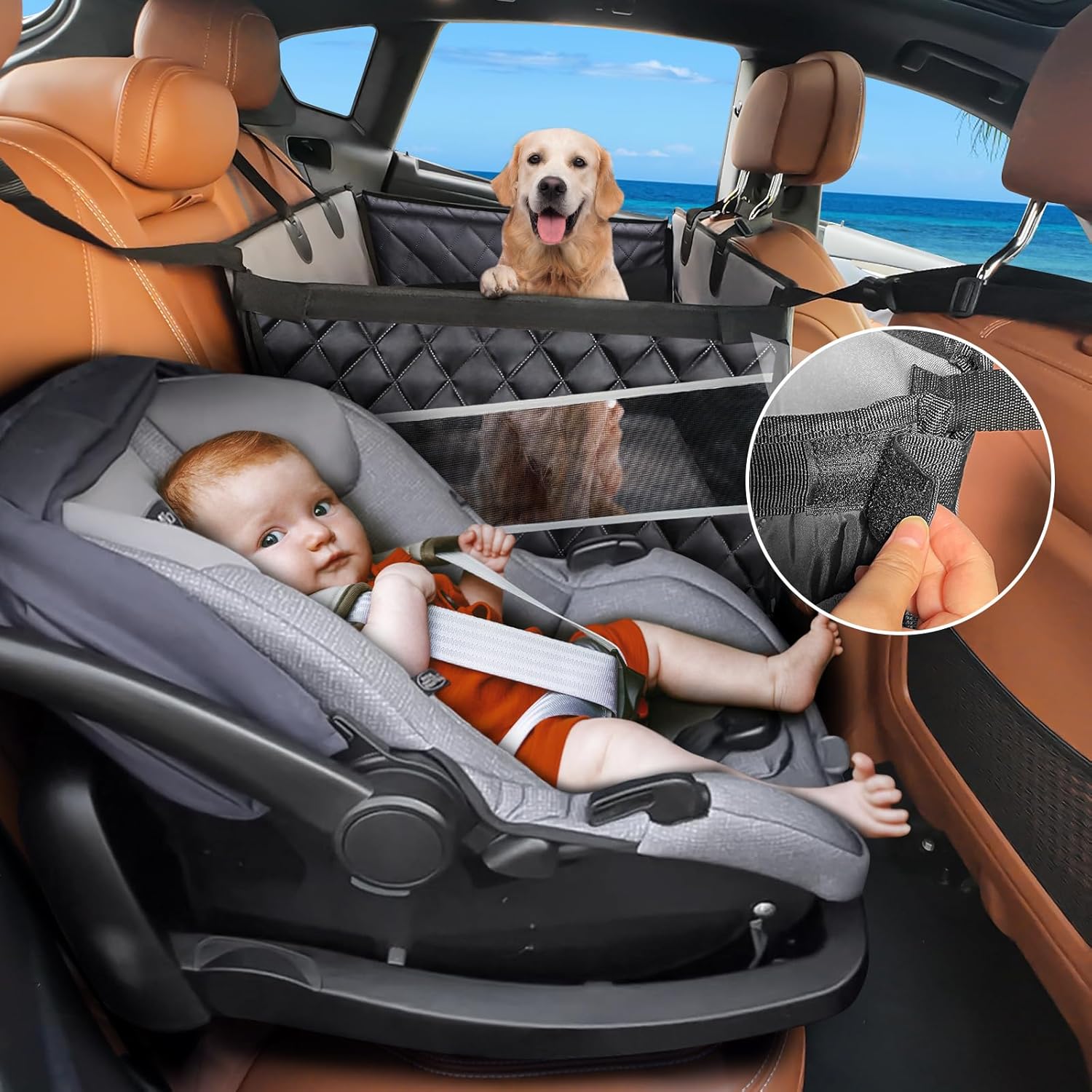 MIXJOY Dog Car Seat for Large Medium Dogs, Back Seat Extender for Pets, Waterproof Pet Carseat for Medium Sized Dog, Hammock for Pet, with Storage Pocket for Cars/SUV/Truck(L-28 * 22 * 20.5in) - Happypetzone.online - Image 2