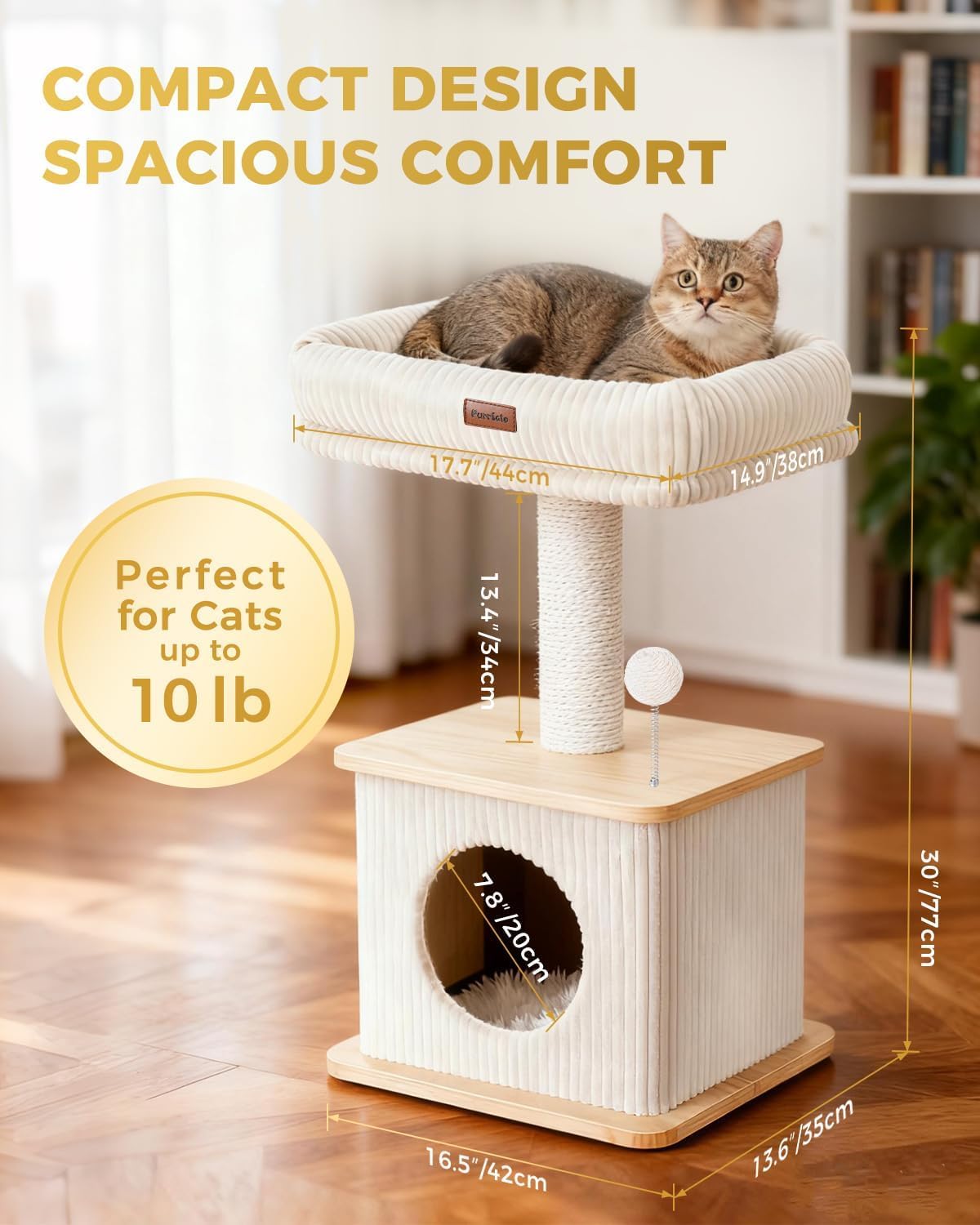 Modern Cat Tree for Indoor Cats, Nordic Loft Style, Cat Tower for Kitten with Sisal Scratching Posts, Soft Padded Beds & Cozy Condos, Floor-Mounted for Kittens & Adult Cats - Happypetzone.online - Image 2
