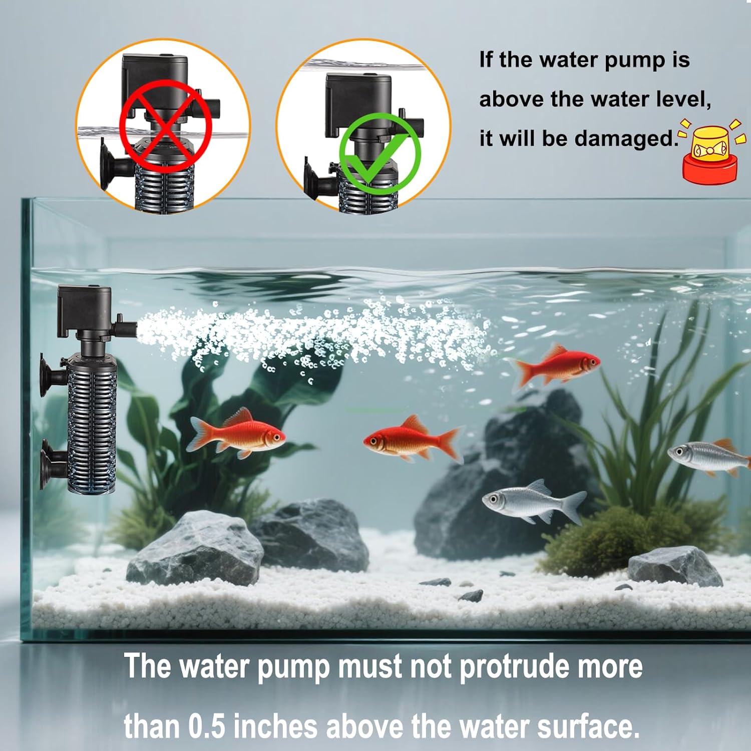 Carefree Fish Aquarium Small Sponge Filter for 3~15Gal Fish Tank Quiet for Saltwater and Freshwater with Biochemical Filtration Balls and Biochemical Filtration Sponge - Happypetzone.online - Image 4