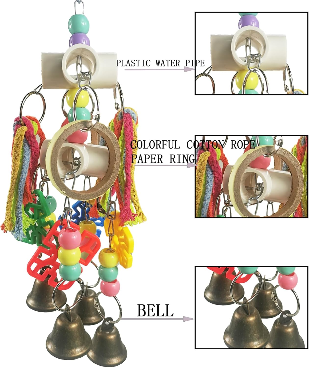Parrot Toys, Bird Toys, Hanging Interactive chew Toys, Suitable for Small and Medium-Sized Parrots Such as African Grays, Cockatoos, Cokatoos, Amazon Parrots - Happypetzone.online - Image 4