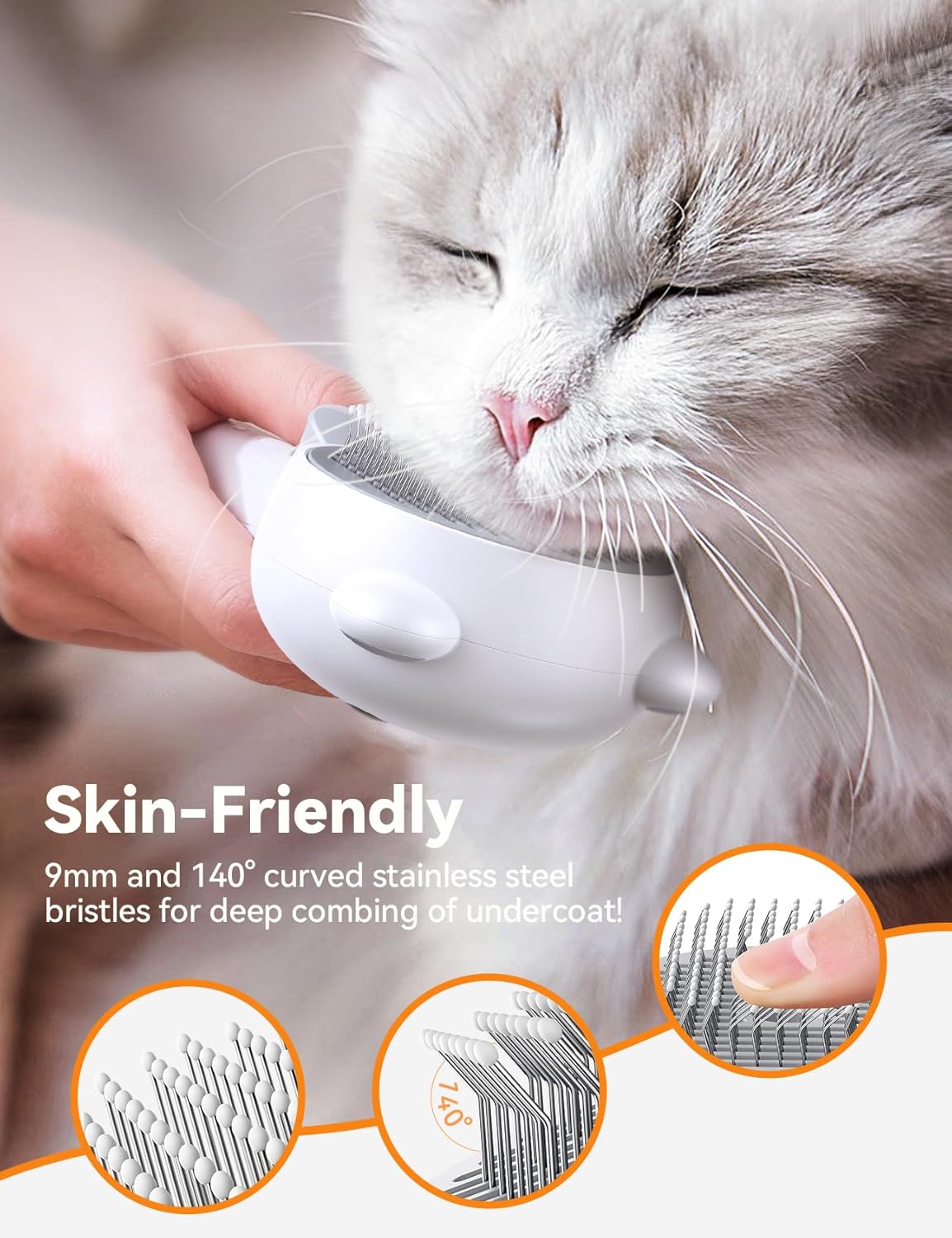 Cat Steam Brush, Brushes for Indoor Cats with Release Button, Dual Speed Spray USB Rechargeable Grooming Supplies, Cat Brush for Shedding Suitable for All Long-haired and Short-haired Pets - Happypetzone.online - Image 3