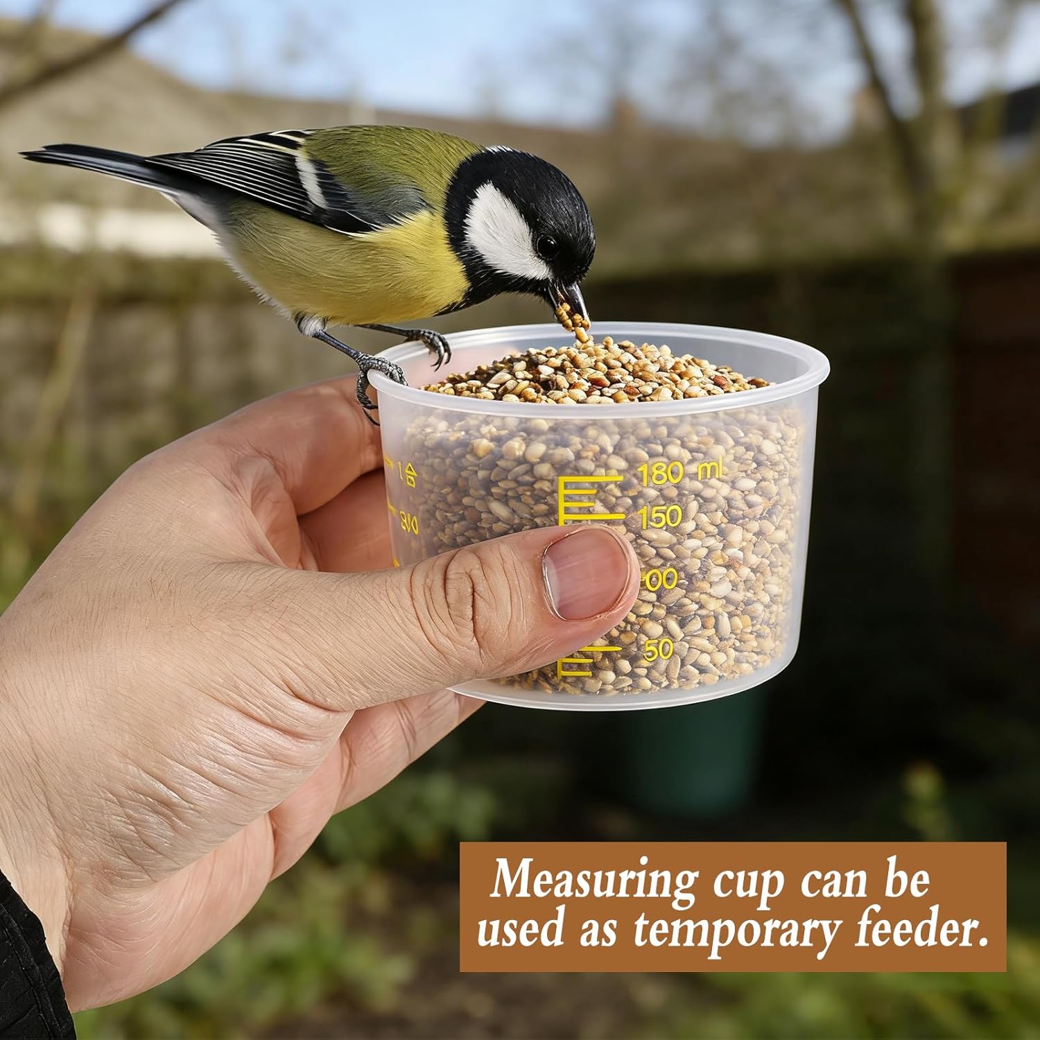 2 Pcs 3.17 Qt/3 L Bird Seed Storage Container Airtight- Portable Bird Food Container with Airtight Measuring Cup, Clear Pet Parrot Seed Dispenser for Birds Food Chicken Feed Storage, Blue Lid - Happypetzone.online - Image 8