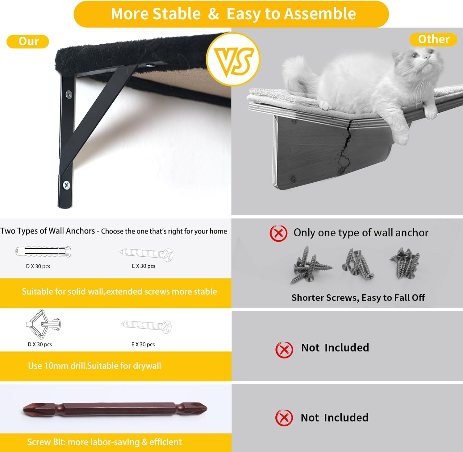 Modern Wall-Mounted Cat Furniture - 5pcs Cat Wall Shelves, Wooden Climber Includes House, Bridge, Tree, Steps, and Scratcher (Black) - Happypetzone.online - Image 6