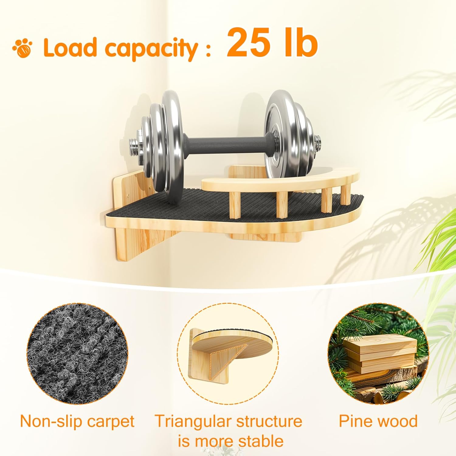 XiaZ Cat Wall Shelves, Corner Cat Shelf with 3 Wide Perch Steps, Kitty Wall Climber Wooden Furniture up to 25lbs, Modern Floating Cats Stairs for Indoor Sleeping, Playing, Climbing - Happypetzone.online - Image 5