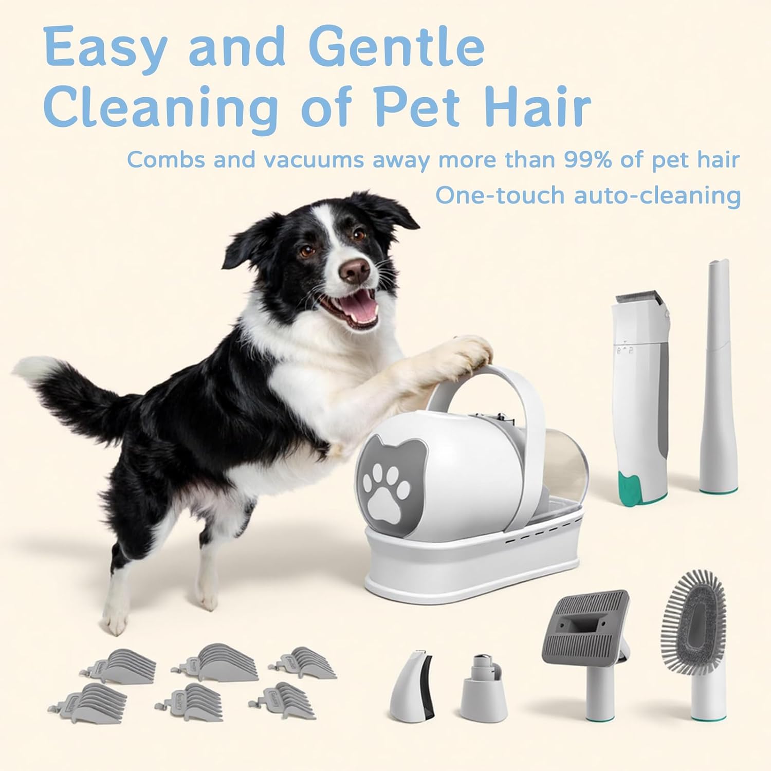 Dog Grooming Kit, Pet Grooming Vacuum with Pet Clipper Nail Grinder, Dog Hair Vacuum with 6 Pet Grooming Tools for Dogs Cats Shedding Grooming - Happypetzone.online - Image 2