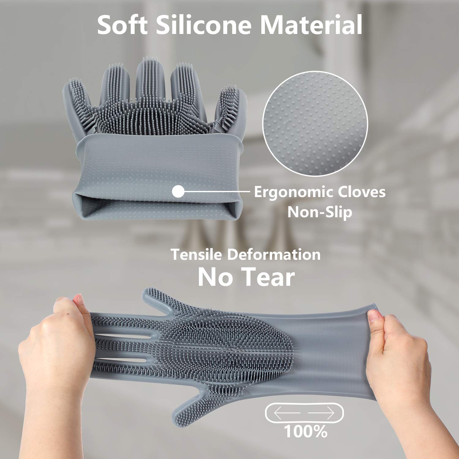 Pet Grooming Gloves - Gentle Dog Bathing Shampoo Brush - Massage Mitt with Enhanced Five Finger Design - Efficient Deshedding Glove for Dogs, Cats, Rabbits and Horses - 1 Pack - Happypetzone.online - Image 2