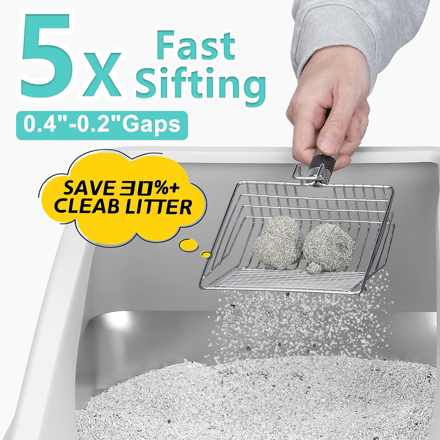 Stainless Steel Litter Box | XL Enclosed Cat Litter Boxes with Lid for Big Cats | High Sided, Anti-Urine Leakage | Non-Stick Bottom & Includes Litter Mat & Metal Scoop - Happypetzone.online - Image 5