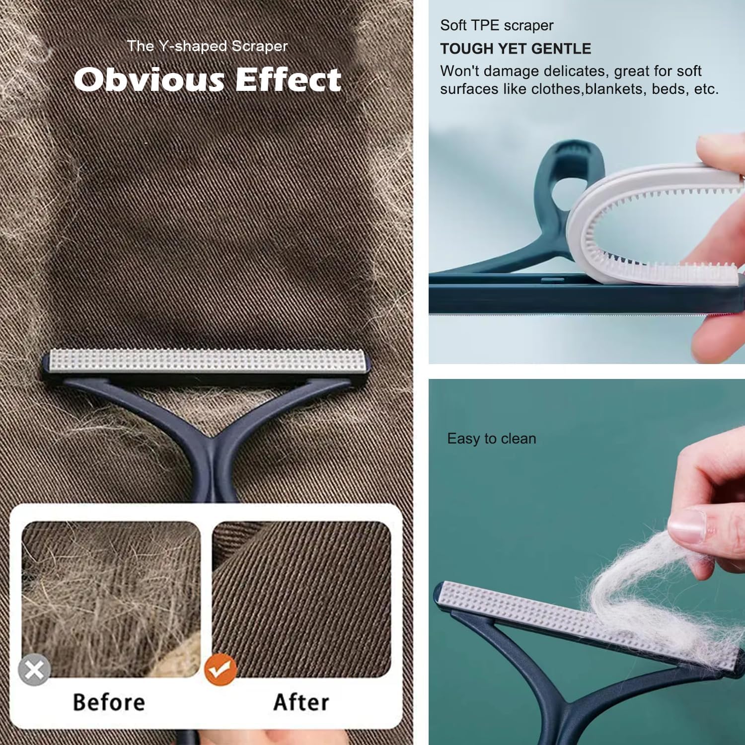 Pet Hair Remover 3-Pack, Dog Cat Hair Remover, Lint Shaver Cleaner Pro, Fur Removal Tool, Portable Carpet Scraper, Fuzz Rollers Hairball Brush for Carpets, Clothes, Car Mats, Couch, Pet Bed, Furniture - Happypetzone.online - Image 3