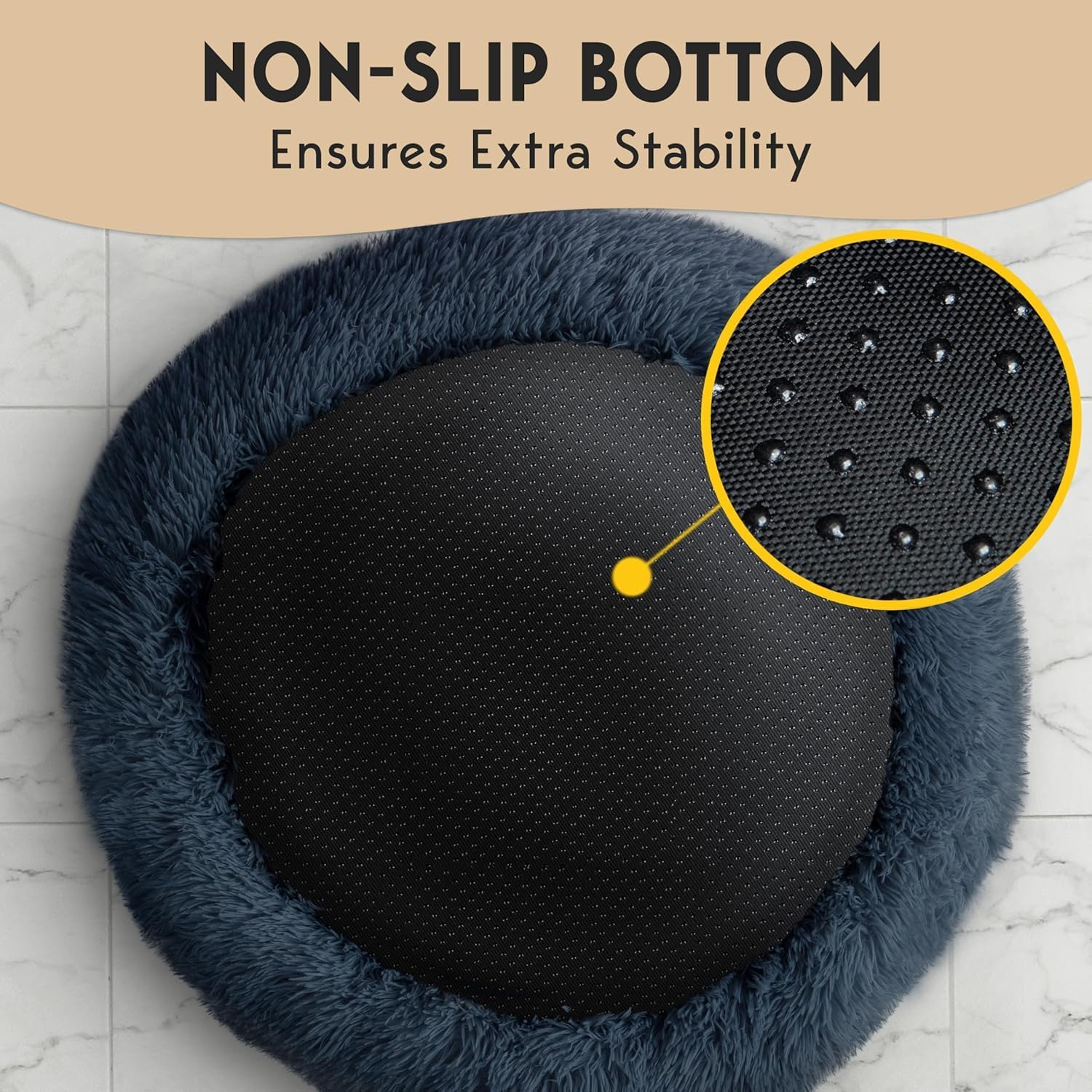 PetJett Calming Dog Bed Medium Size Dog - 30'' Donut Bed, Washable Dog Bed, Anti-Slip & Super Soft Fluffy Plush Round Dog Bed, Anti-Anxiety Premium Comfort Pet Bed, Fits Dogs Upto 45 lbs - Dark Grey - Happypetzone.online - Image 8